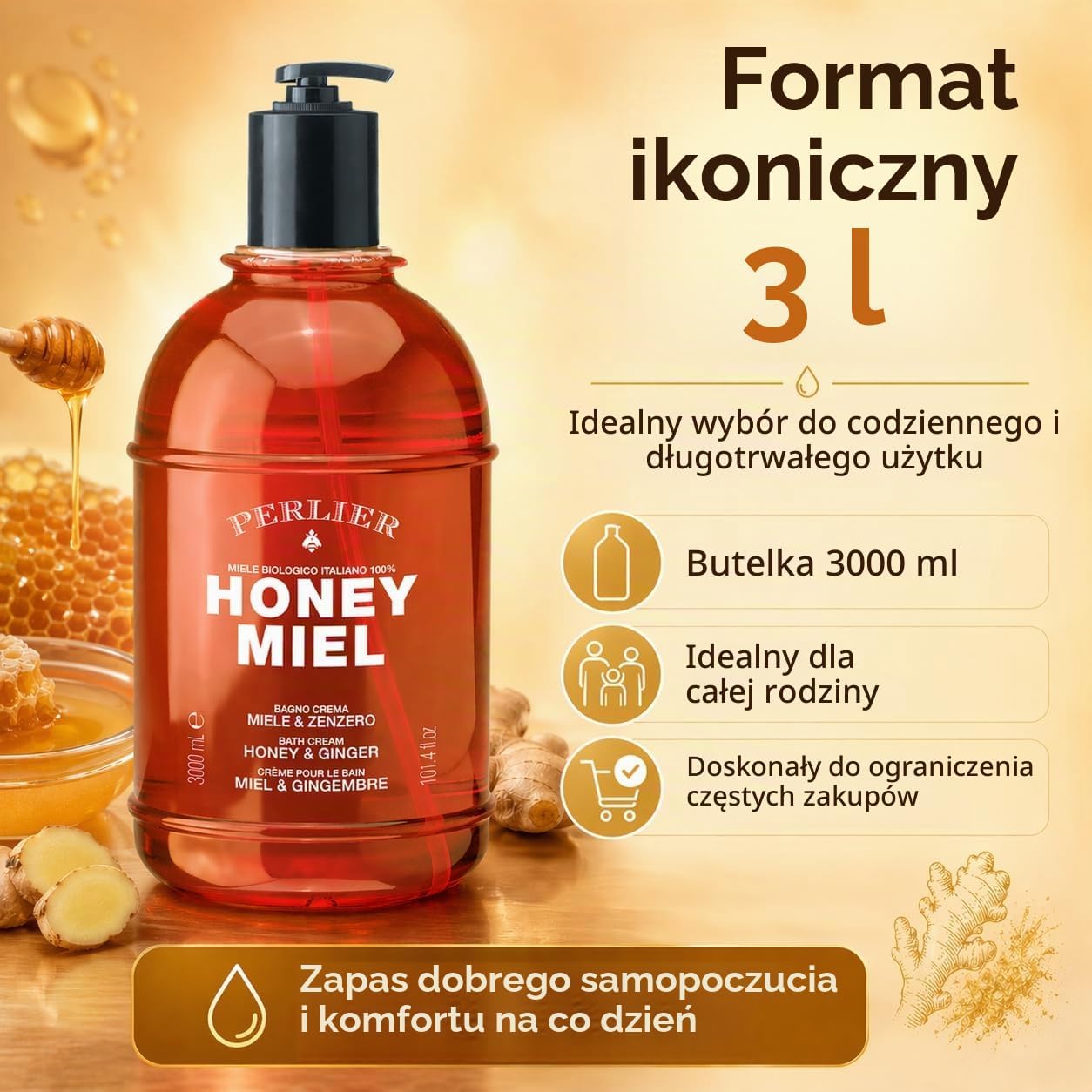 Thumbnail 1 de Perlier Honey Miel Honey & Ginger – kremowy płyn do kąpieli, 3 kg