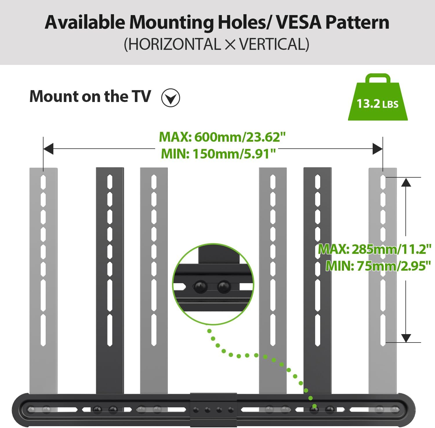 Detalle 2 de USX MOUNT Universal Soundbar Mount 3.46–6.06"