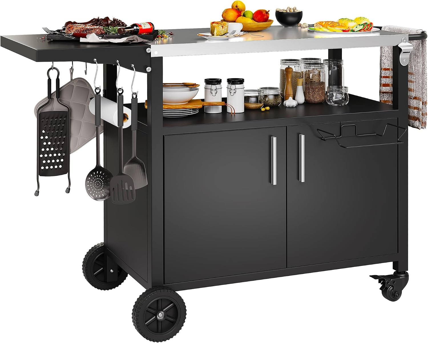 Detalle de Shintenchi Outdoor Grill Cart with Stainless Steel Top