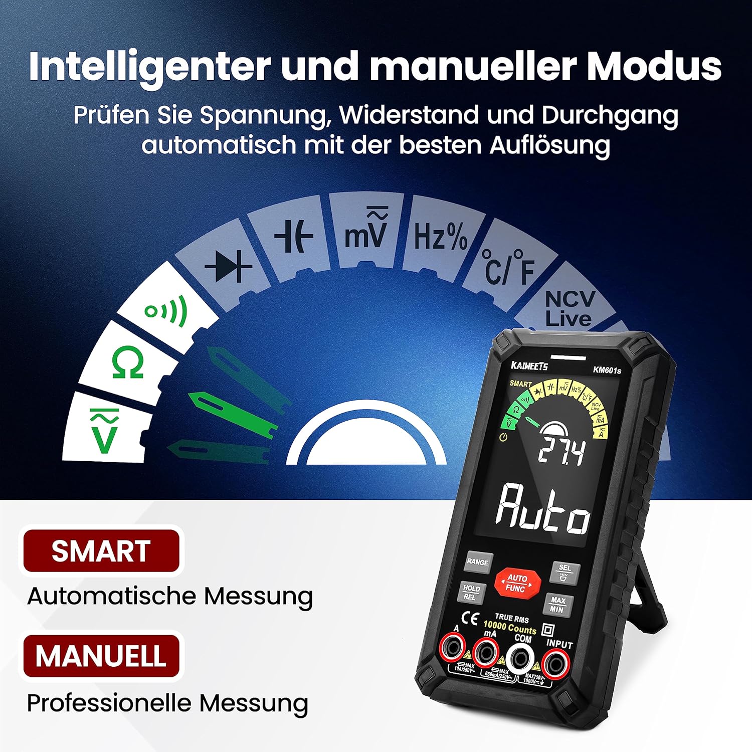 Detalle de KAIWEETS KM601S Multimeter 10000 Zählungen