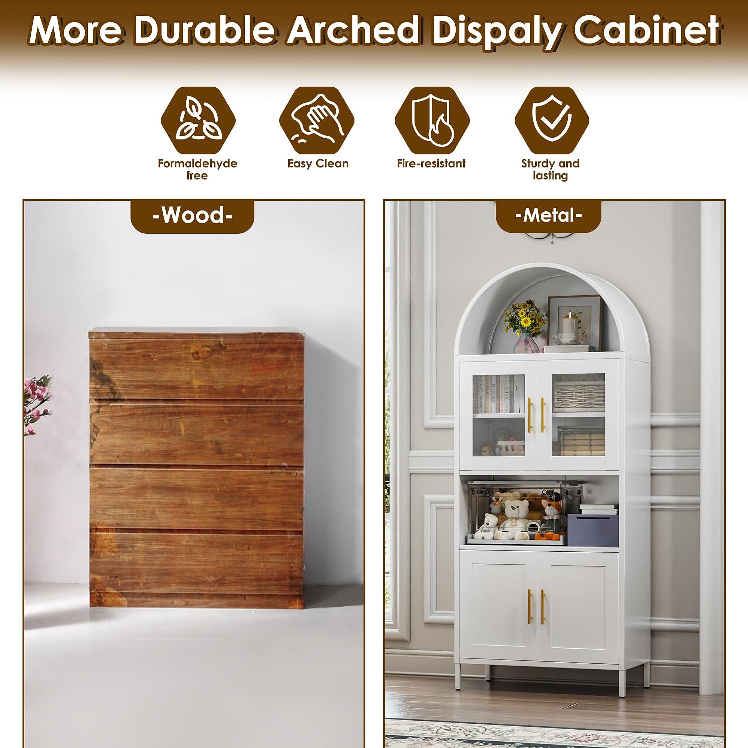 Detalle de JAORD Arched Metal Display Cabinet