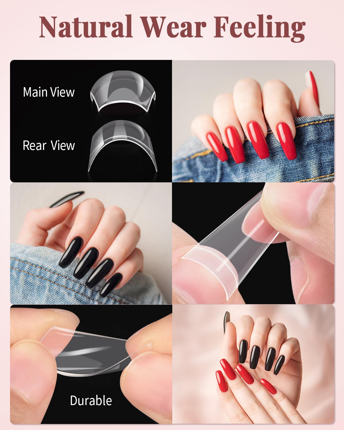 Detalle de MORGLES Clear Acrylic Nail Tips 500 pcs 💅