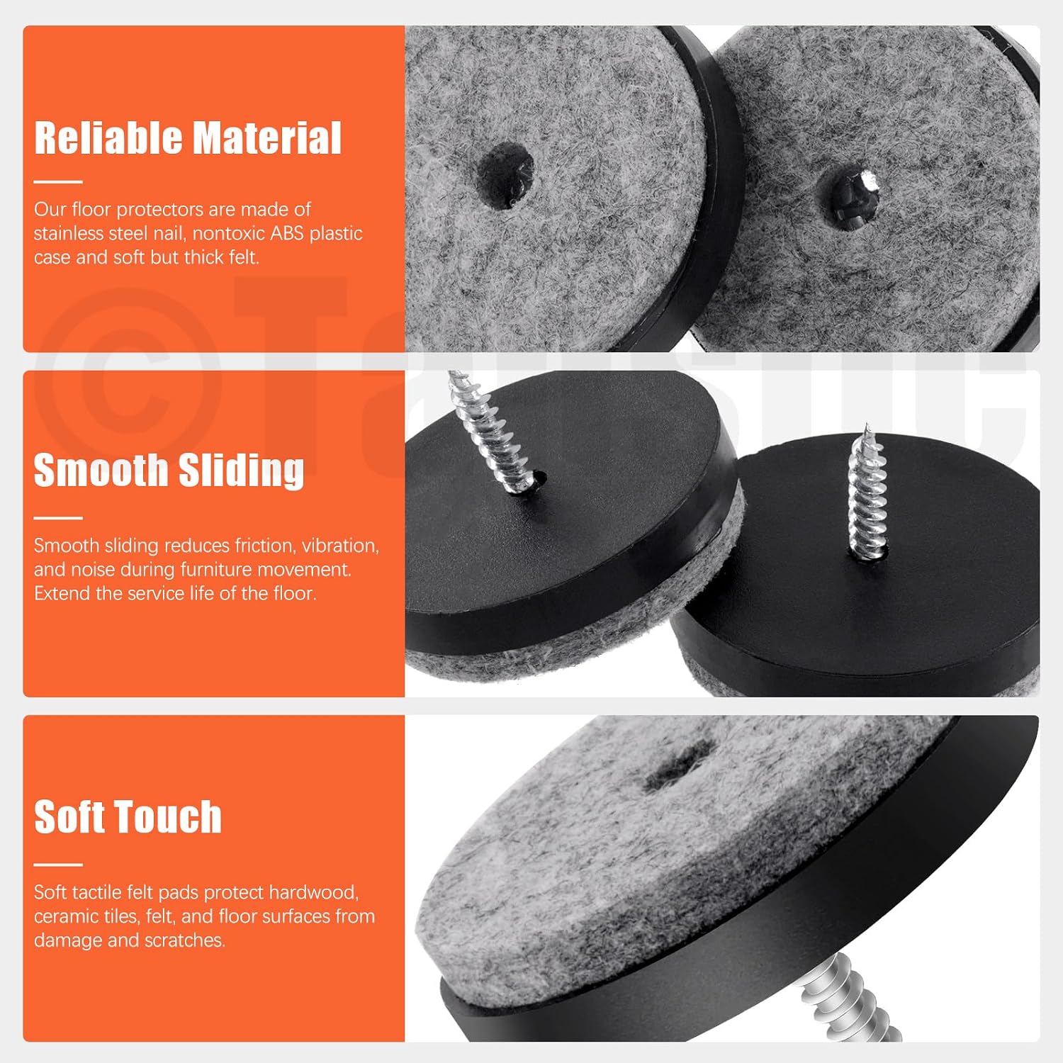 Detalle de Tanstic Screw-On Felt Furniture Pads 1.5-inch