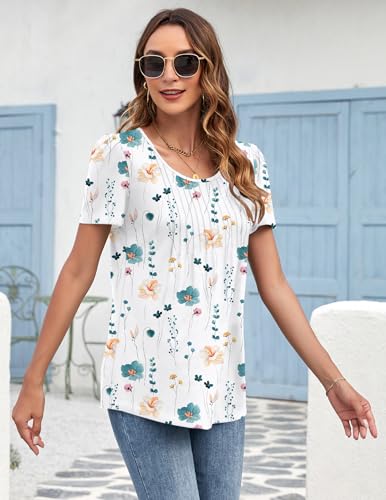 Detalle de MOLERANI Ladies Tops Round Neck Loose Casual Pleated T Shirt – XL