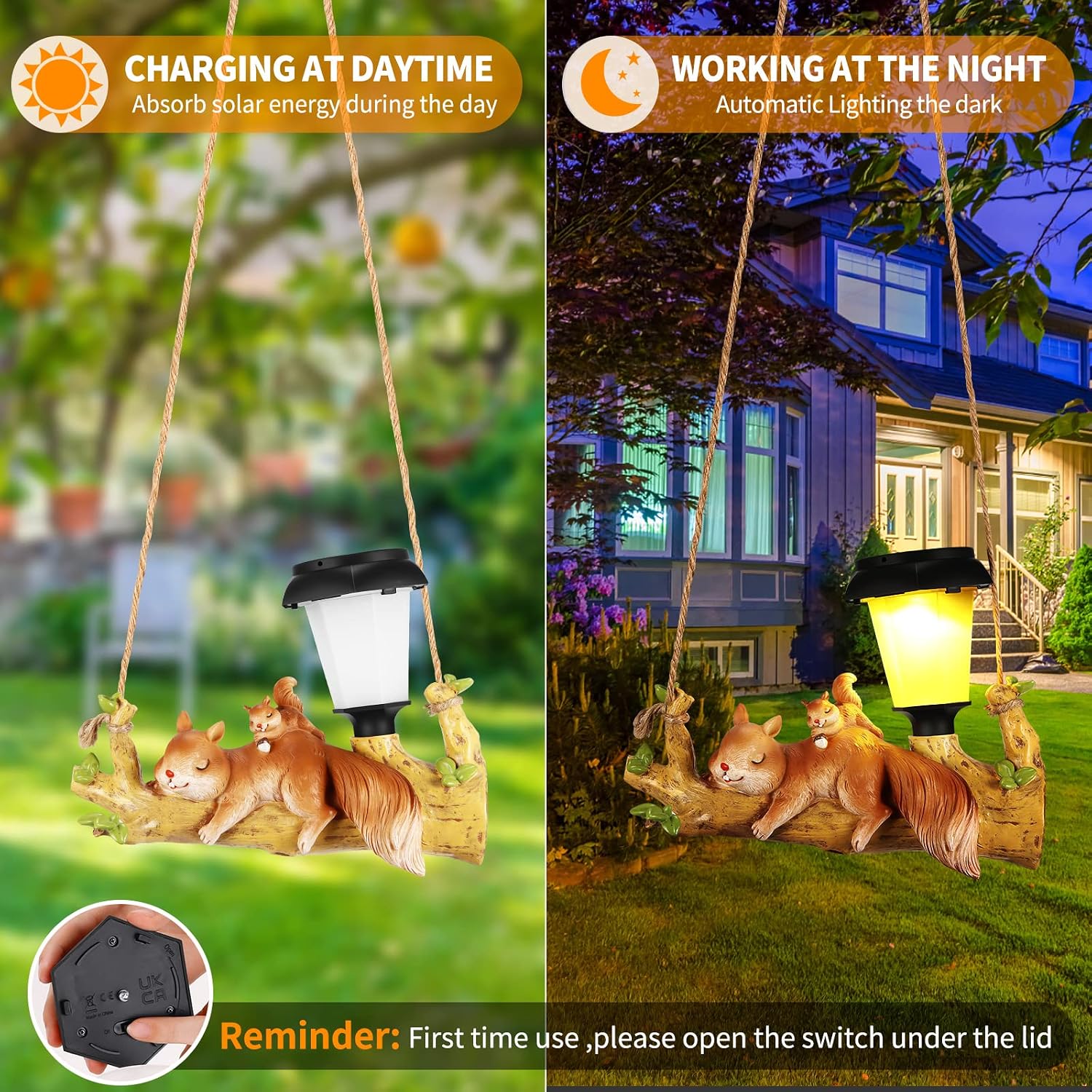 Detalle 2 de Eichhörnchen Gartenfigur mit Solarlicht