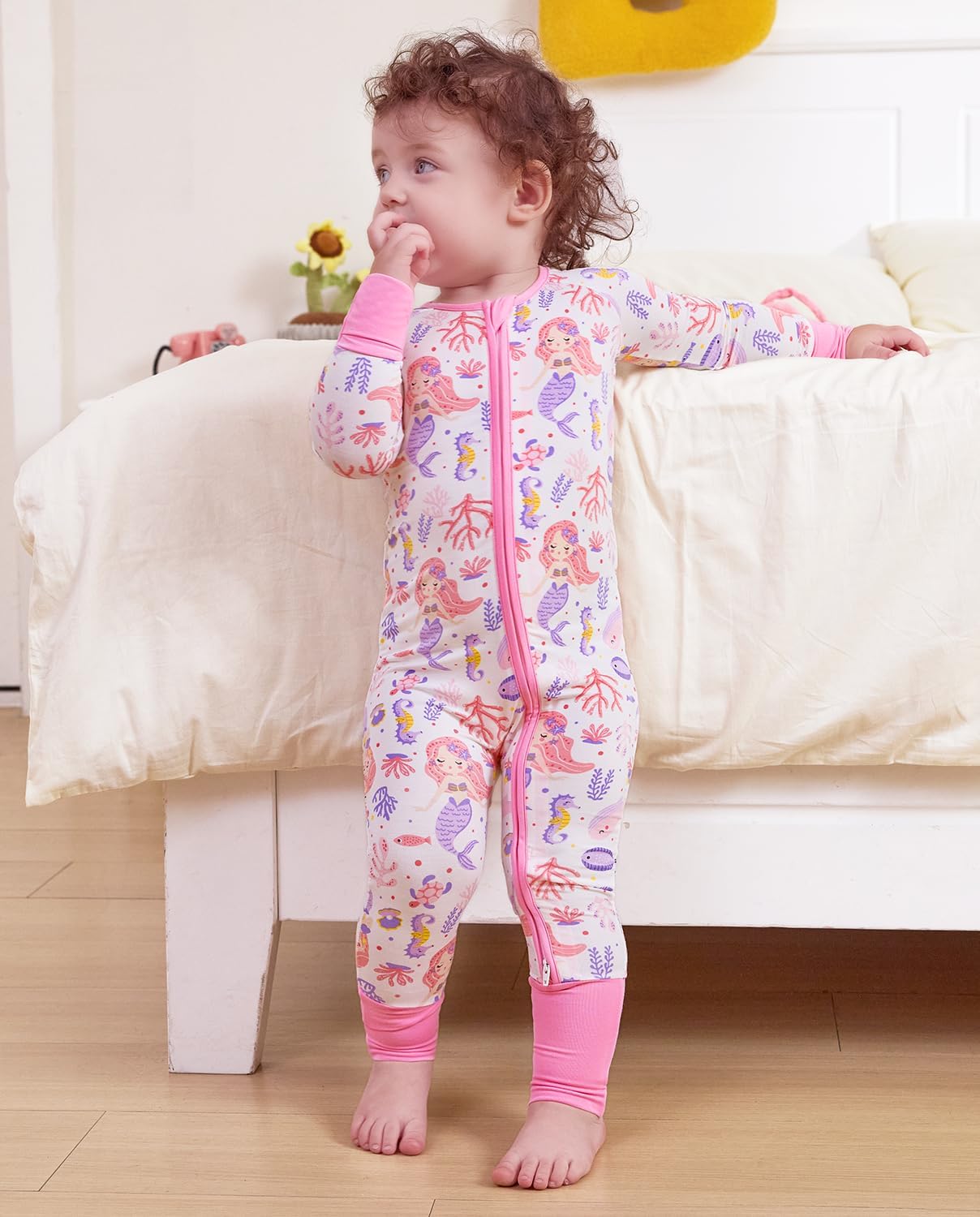 Detalle de babee Reshinee Bamboo Viscose Baby Footie Pajamas Convertible Zipper Onesie (0–24M)