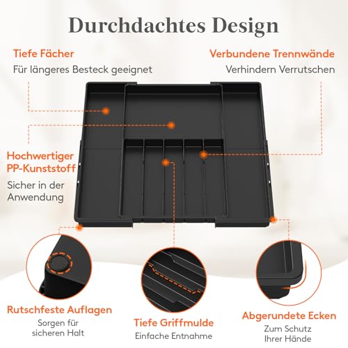 Thumbnail 6 de Lifewit Besteckkasten für Schubladen – zweiseitig verstellbar aus Kunststoff