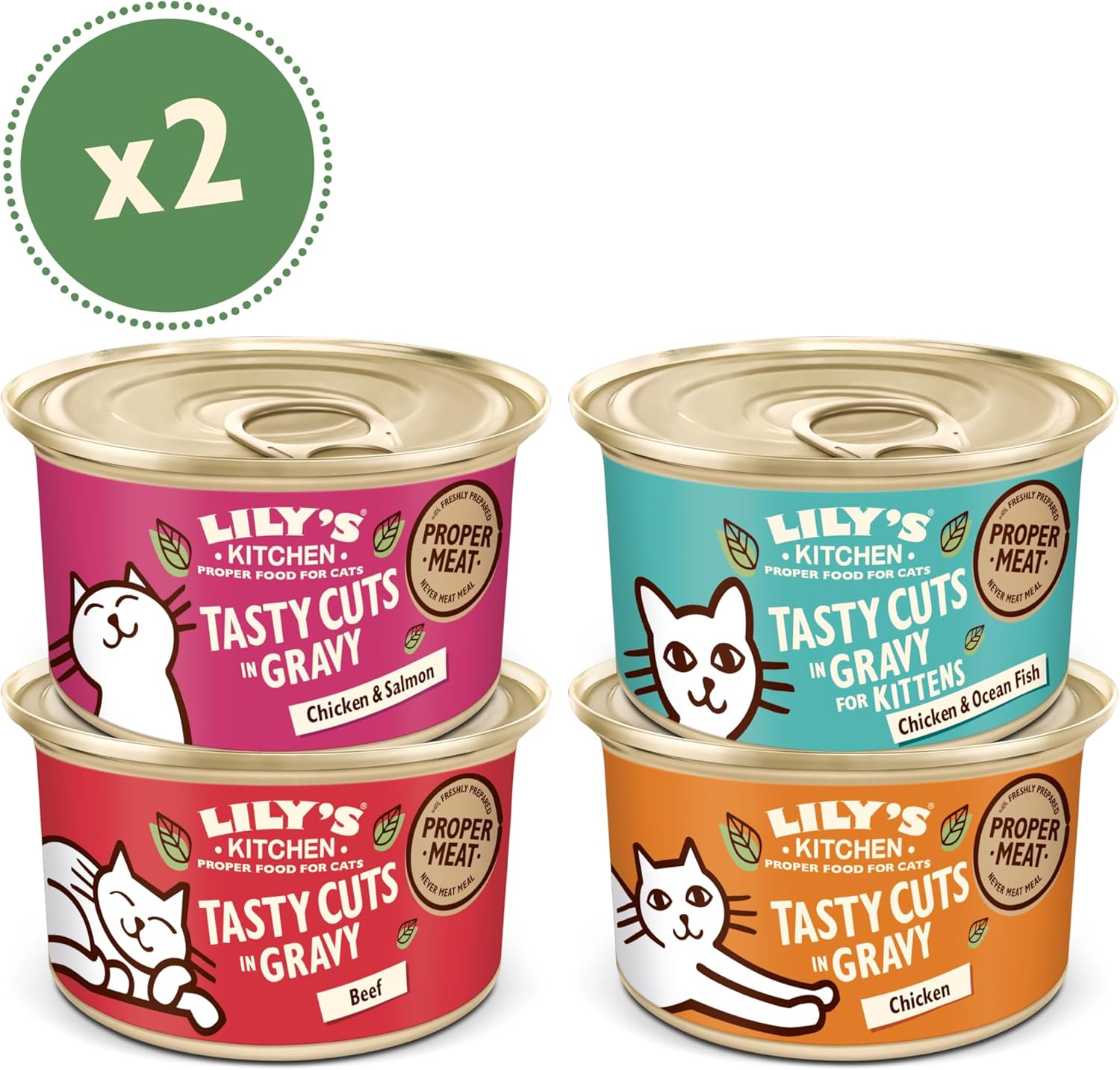 Detalle de Lily's Kitchen Gustosi bocconcini in salsa per gatti adulti umido 4 x (8 x 70 g) – complete e bilanciati