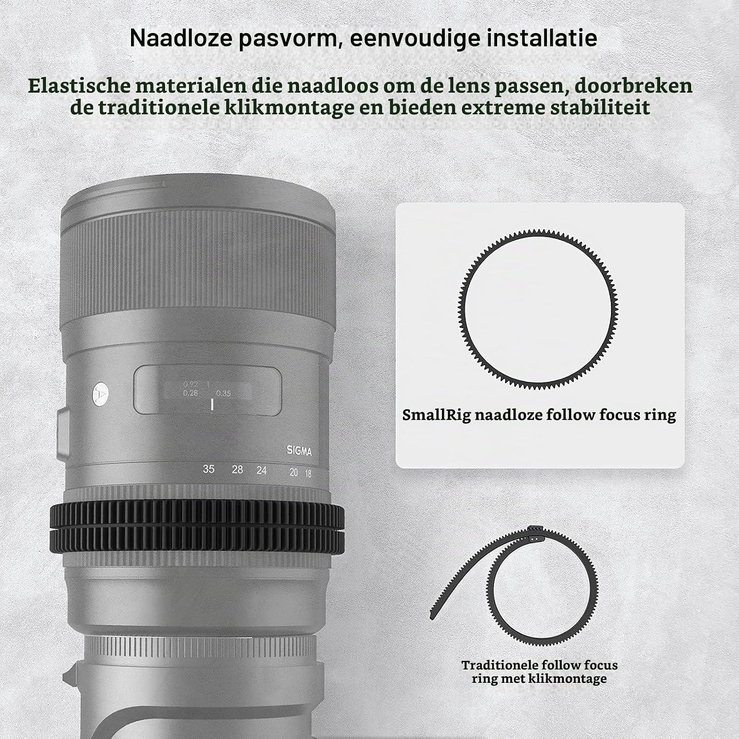 Detalle de SMALLRIG 3294 focusgear-ring voor follow focus, Φ75-77 mm, 0,8 MOD
