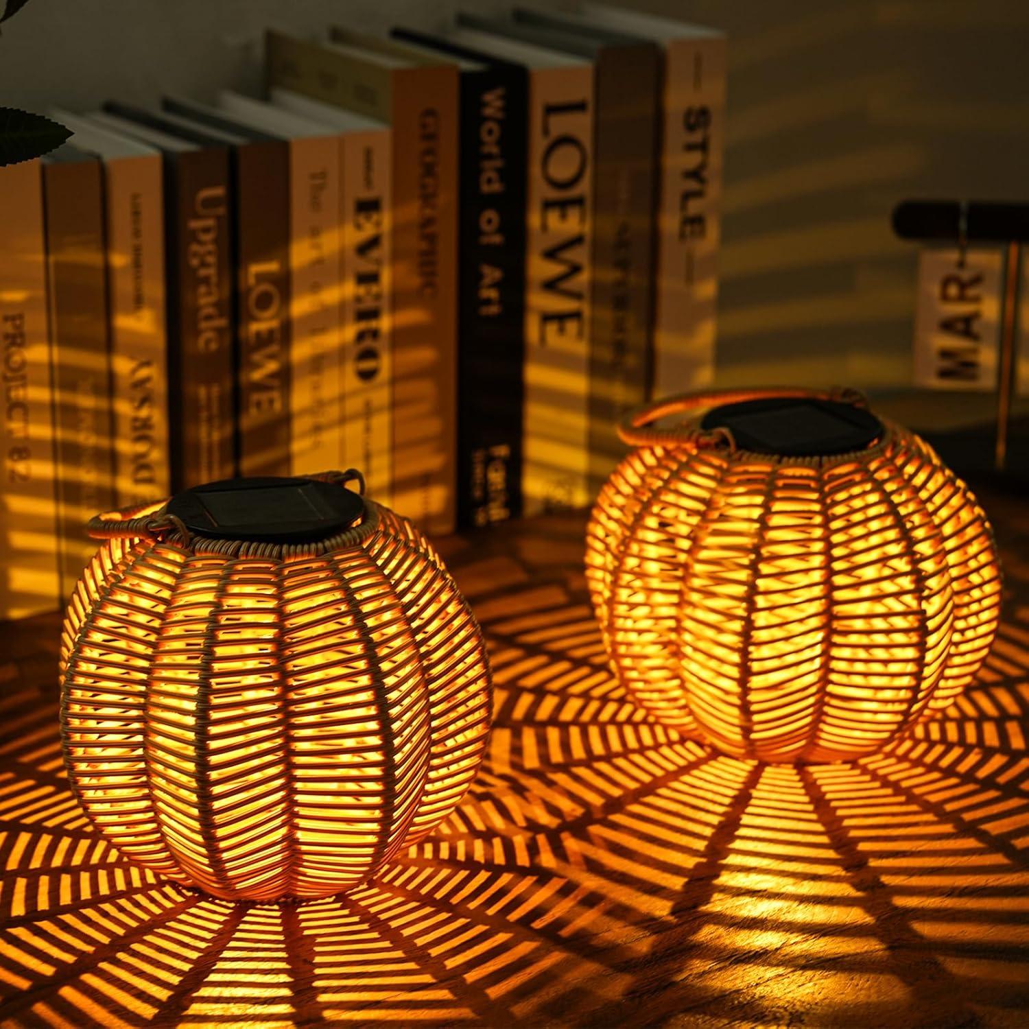 Detalle de KagoLing Solar Lights Outdoor Garden – Pumpkin Style, 2-Pack