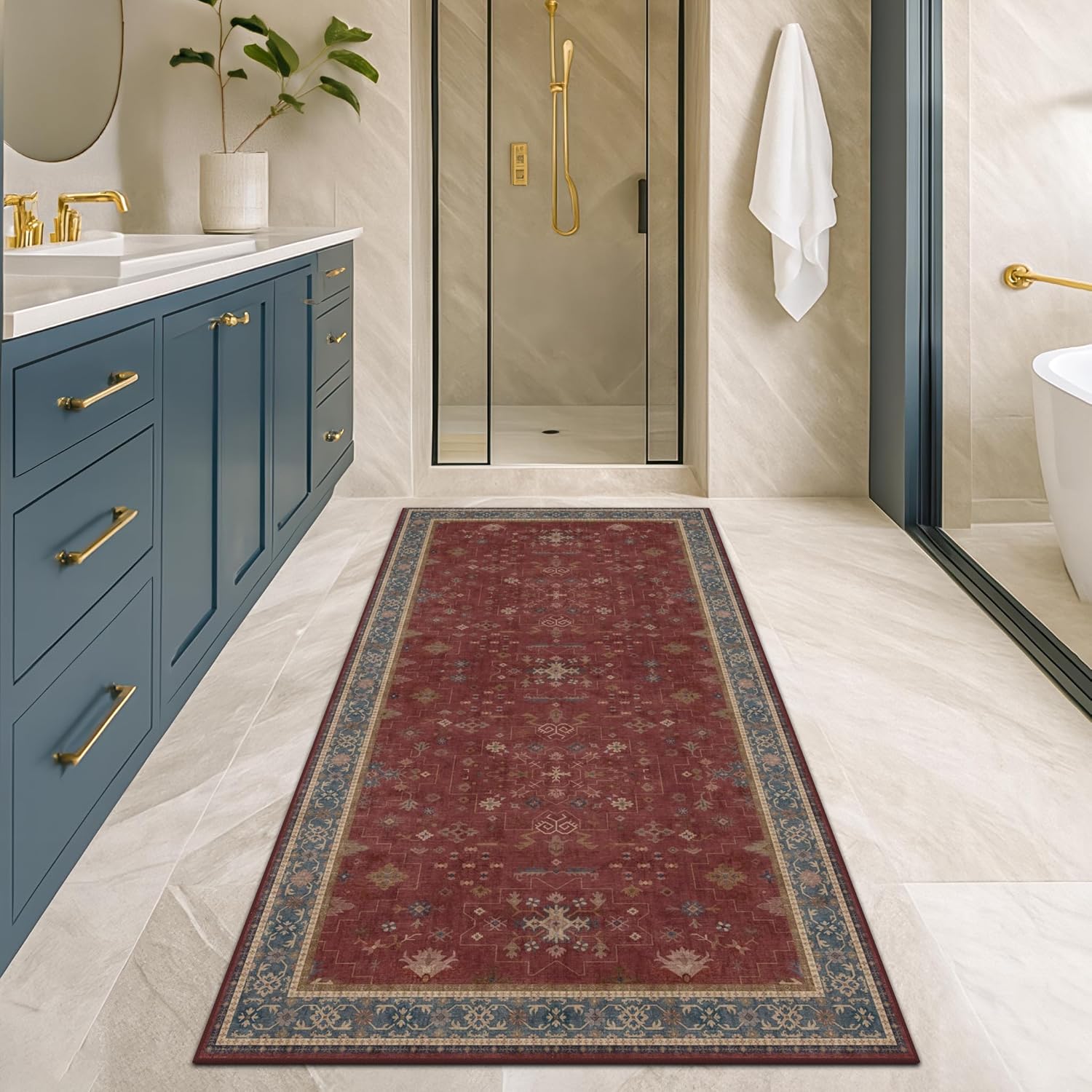 Thumbnail 2 de Hazo Haus RUG 001 Burgundy 2' x 6' Washable Non-Slip Runner Rug