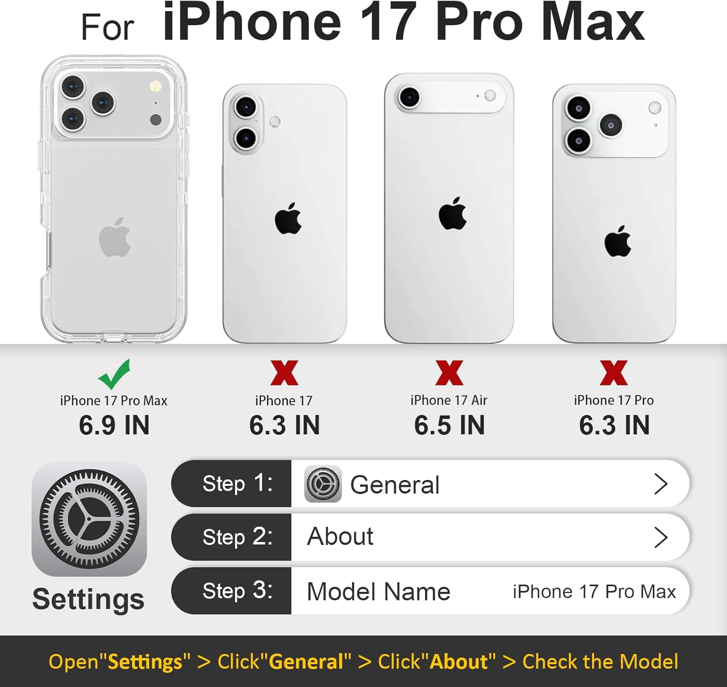 Detalle 2 de Follaroma iPhone 17 Pro Max Case (6.9 inch) – Heavy-Duty Dual Layer Shockproof Clear Cover