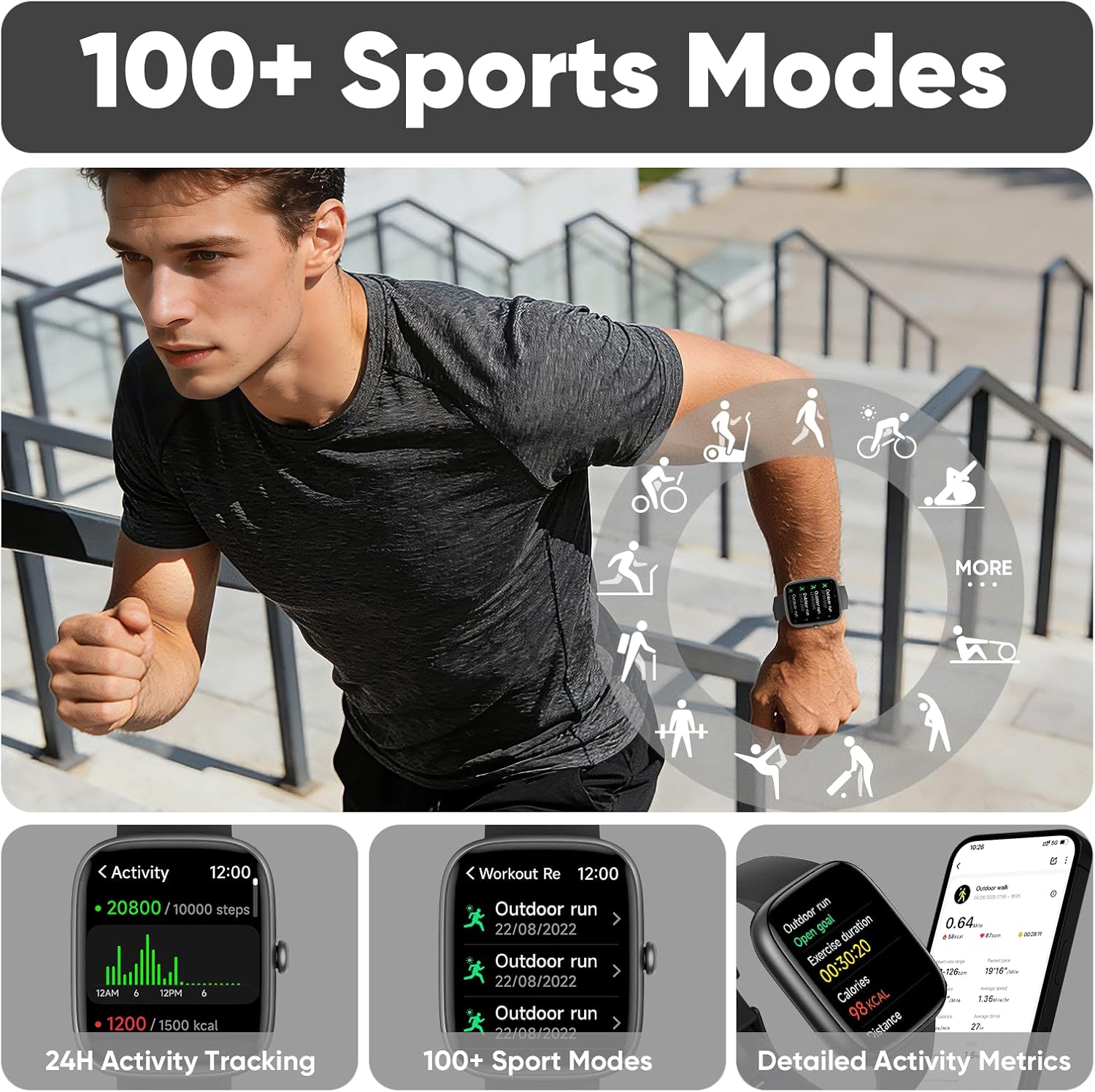 Detalle de Smart Watch for Men and Women with Bluetooth Calling and 110+ Sports Modes