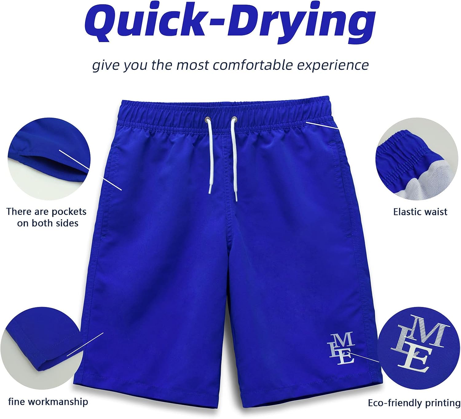Thumbnail 1 de MEILONGER Boys' Swimming Shorts Quick Dry Beach Board Trunks (Size 6-7, 8, 10-12, 14-16)