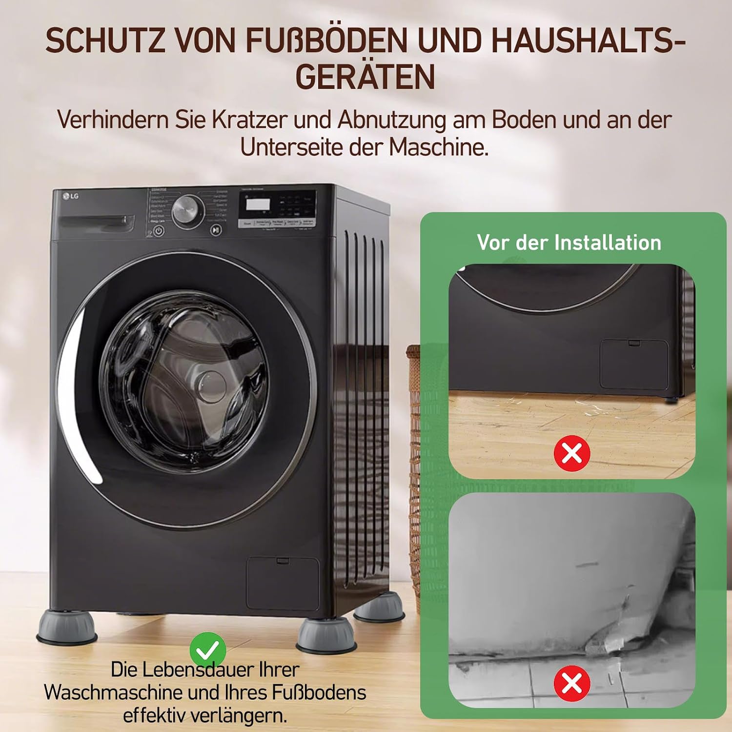 Detalle de XIANGLONGY Waschmaschinenfüße 4 Stück – Anti-Vibration Dämpfer, rutschfest