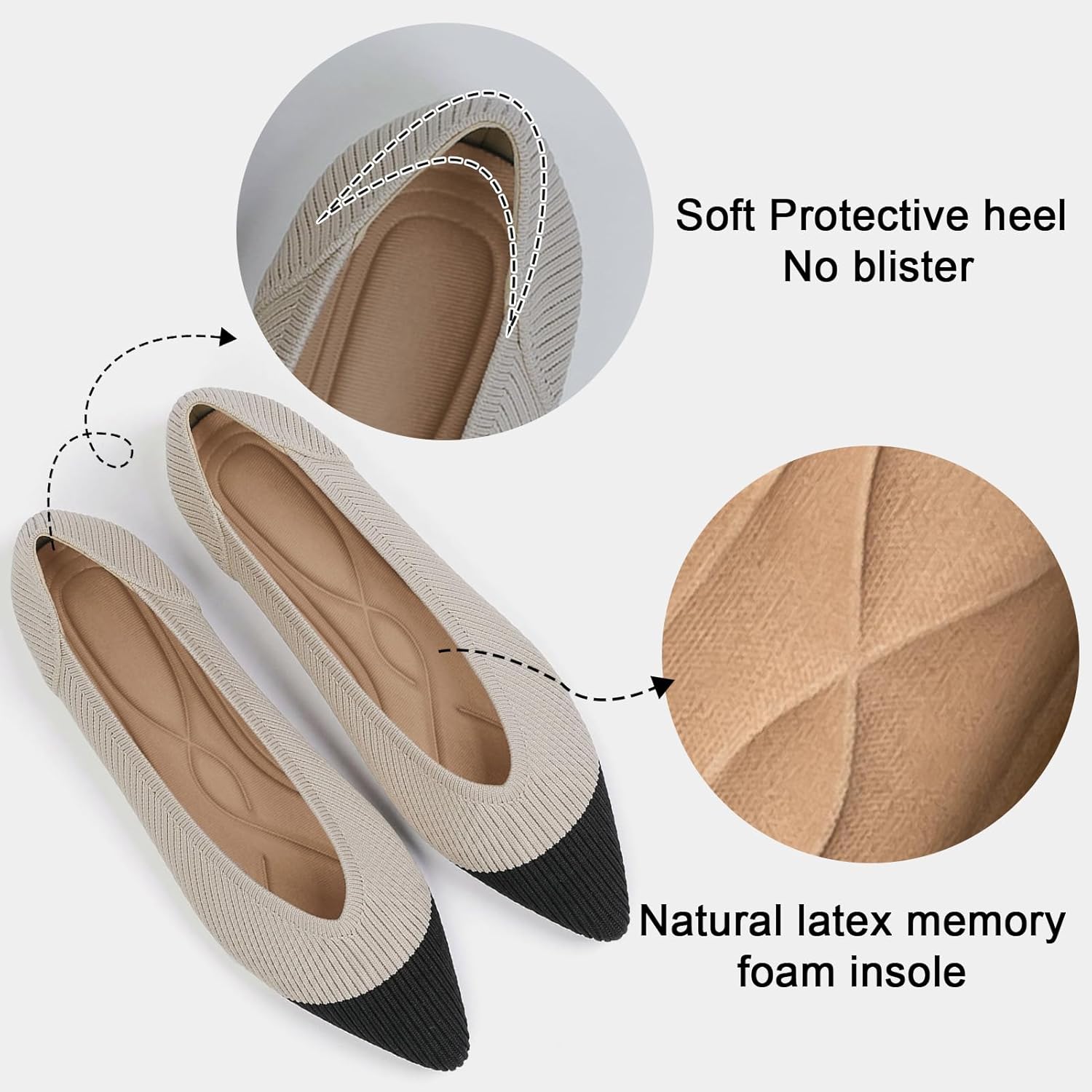 Thumbnail 2 de TINGRISE Women's Flats Shoes Pointed Toe Knit Ballet — Comfortable Slip-On Dressy Flats