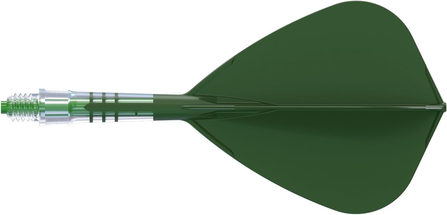 Detalle de CUESOUL Rost T19 en carbone (tige + vol de fléchettes intégrés) vert foncé – lot de 3