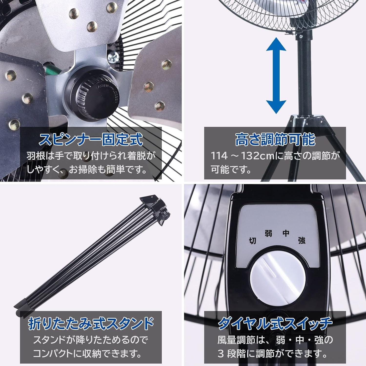 Detalle de 山善 HSE-Y45CA 業務用扇風機 45cmアルミ4枚羽根・全閉式モーター