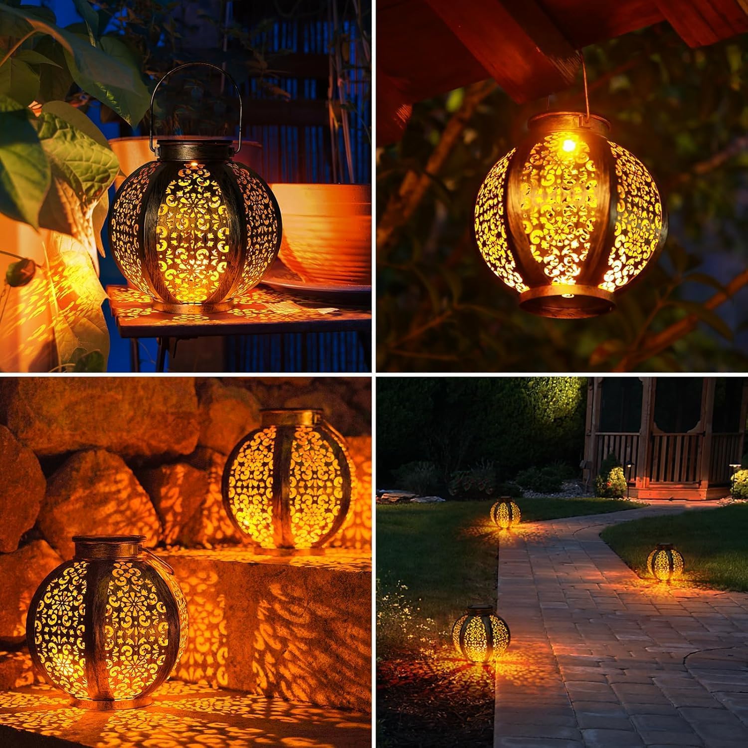 Thumbnail 2 de OxyLED Solar Lanterns for Outside (2 Pack): Warm White, IP44 Waterproof Garden Lighting