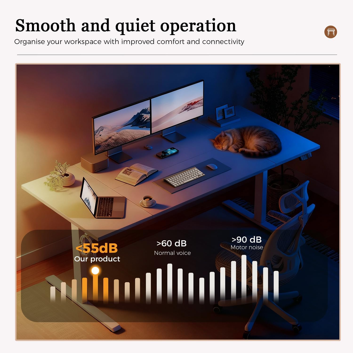 Thumbnail 6 de Klicelor Height-Adjustable Electric Desk 120x80 cm: Sit-Stand, Memory Function, Four-Part Tabletop