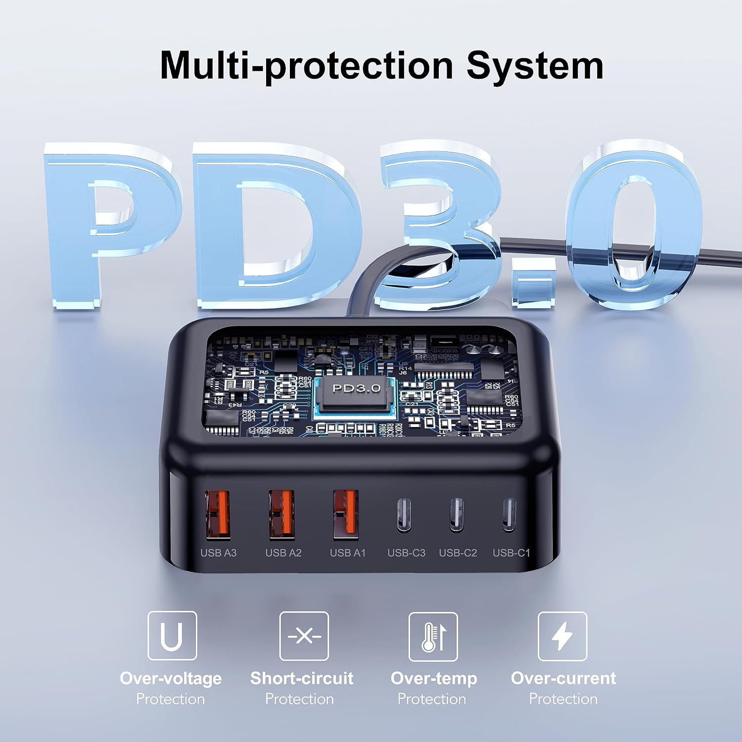 Thumbnail 5 de BREEKET HNT-PC606 100W GaN 6-Port USB Charging Station, 3 USB-C & 3 USB-A