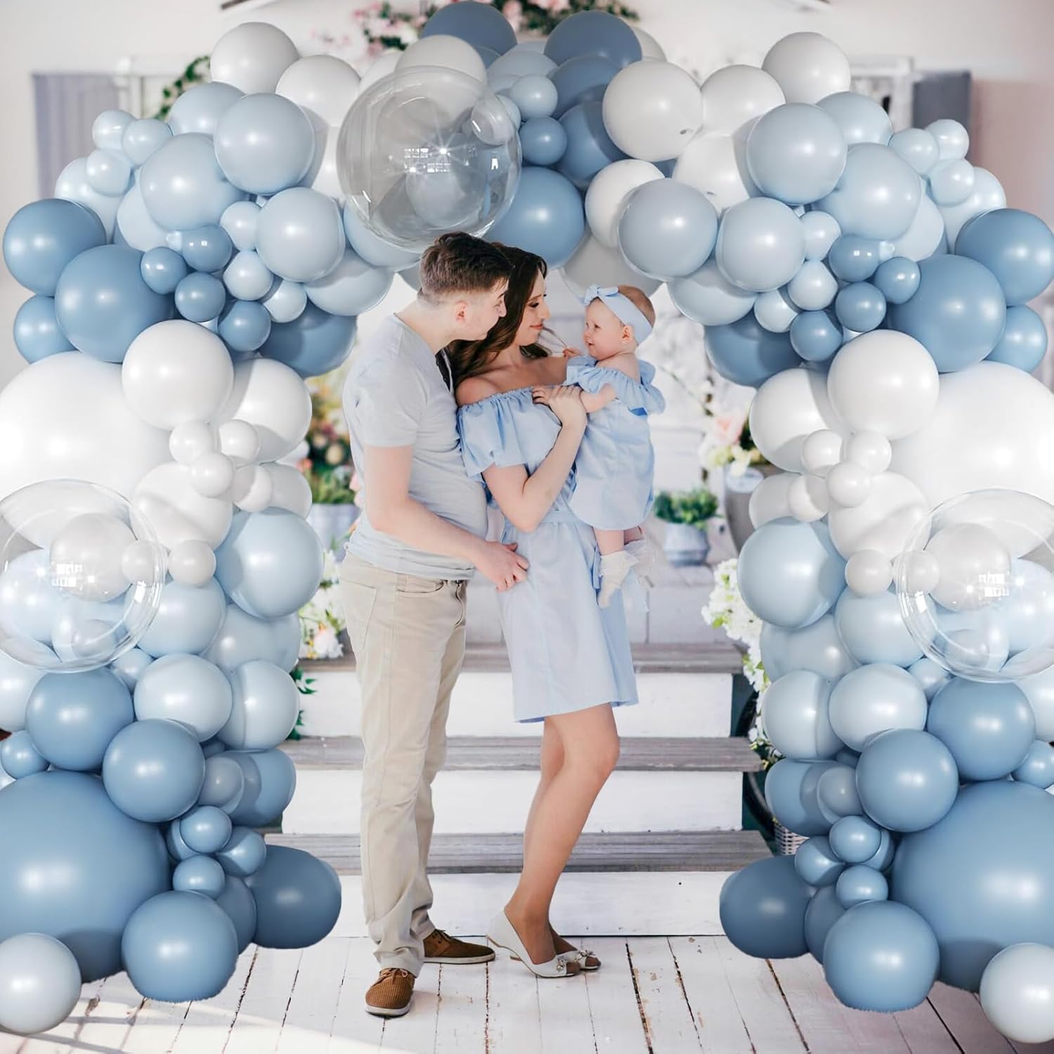 Thumbnail 3 de Dusty Blue Balloon Set – 12-inch Blue & White Latex Balloons for Weddings, Parties, and Baby Showers