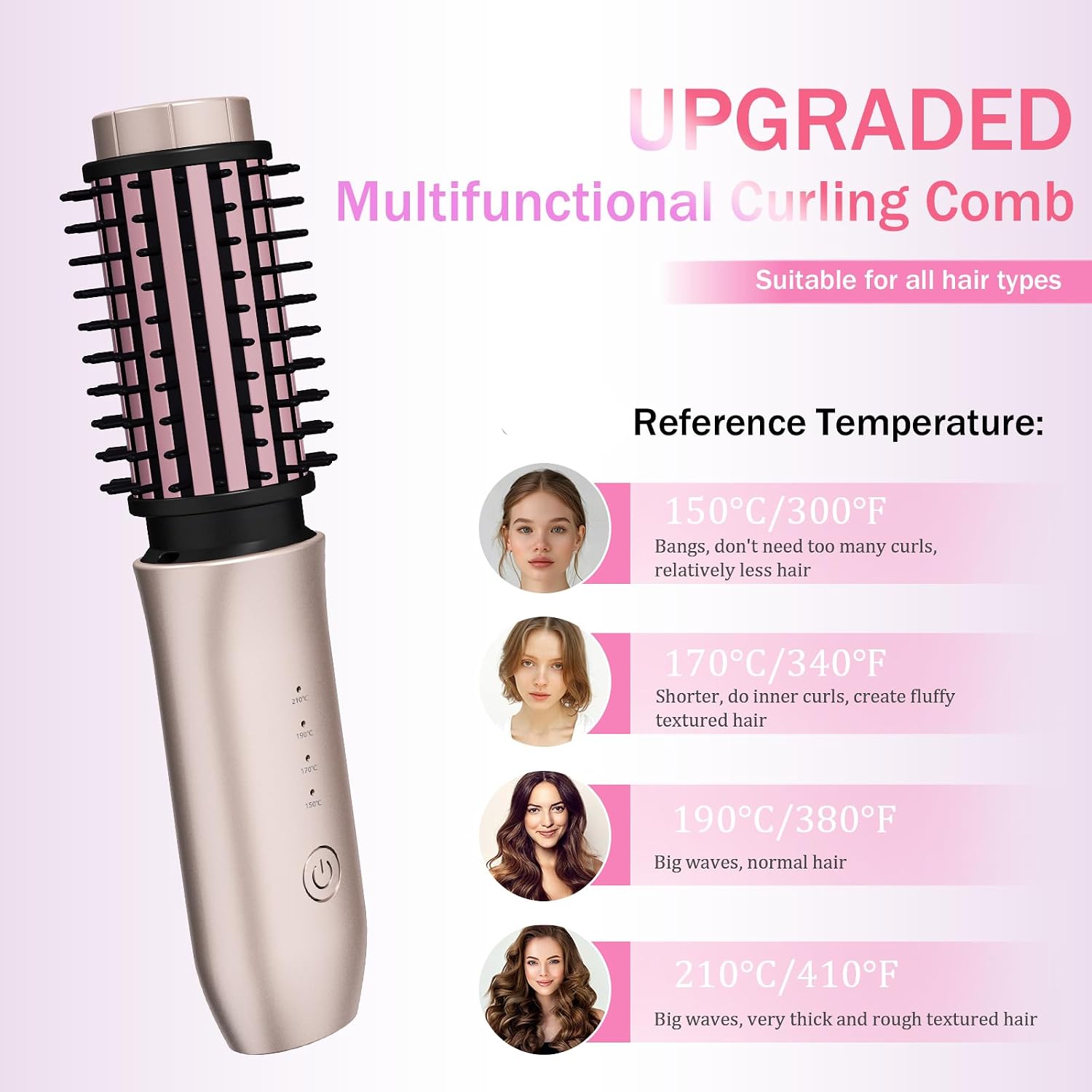 Thumbnail 2 de Jooayou Cordless Curling Brush: Portable USB-Rechargeable Hot Brush for Travel Styling