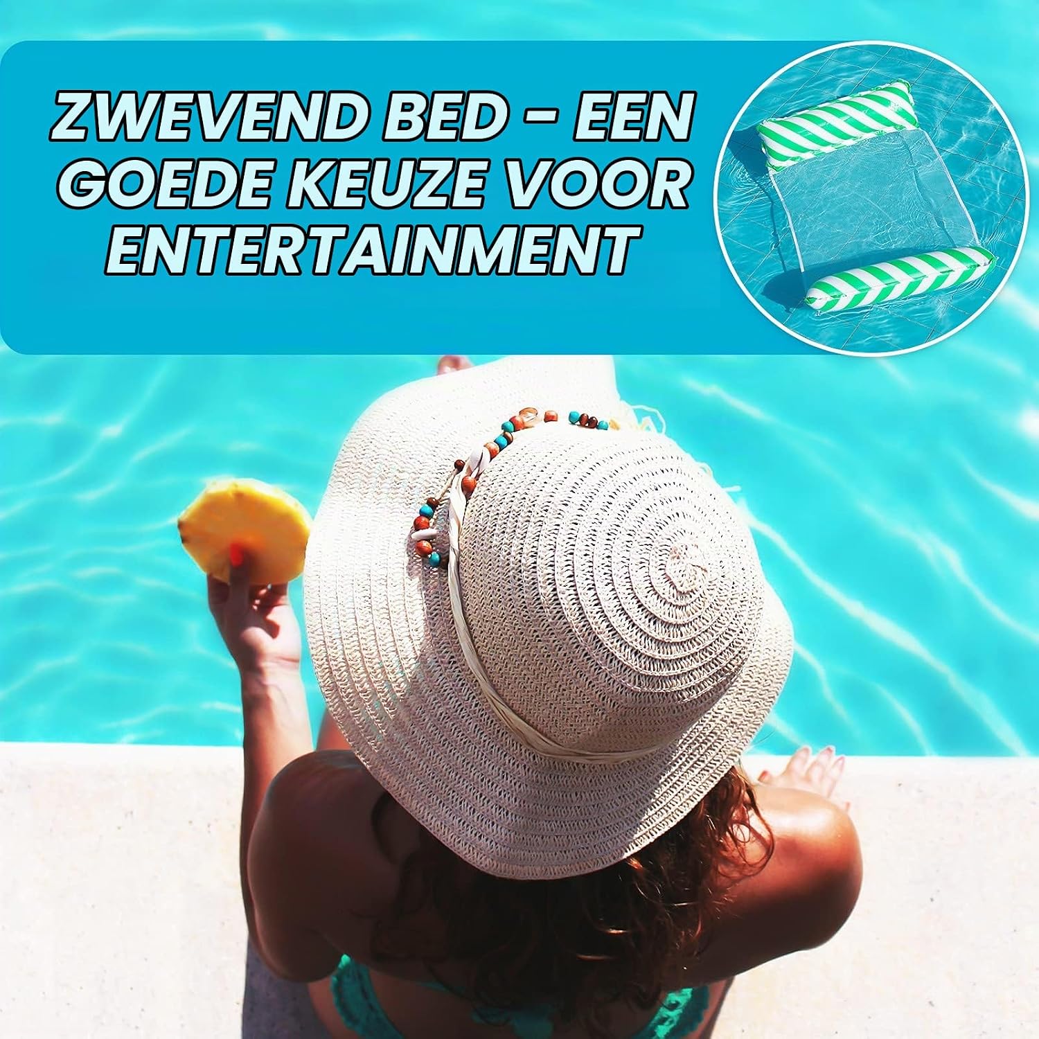 Detalle 2 de Yisscen 4-in-1 waterhangmat, blauw, 122 x 70 cm