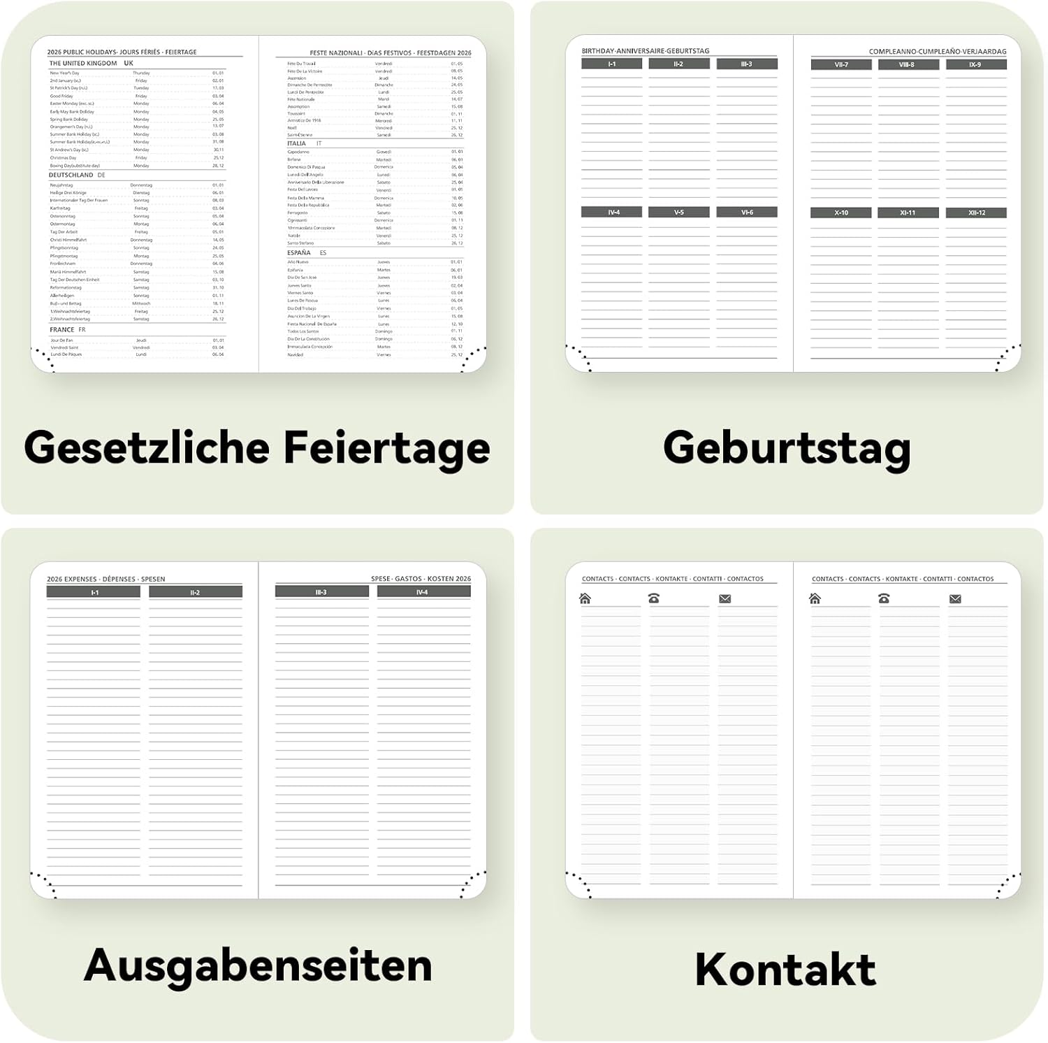 Thumbnail 4 de FEKSINO Kalender 2026 Buchkalender A5 (21,3 x 14,6 cm) – Wochen- und Monatsplaner Jan.–Dez. 2026