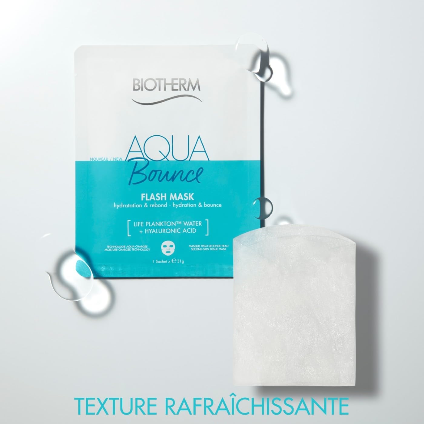 Detalle de Biotherm Aqua Bounce Flash Mask – Masque Tissu Hydratation Flash & Rebond Instantané