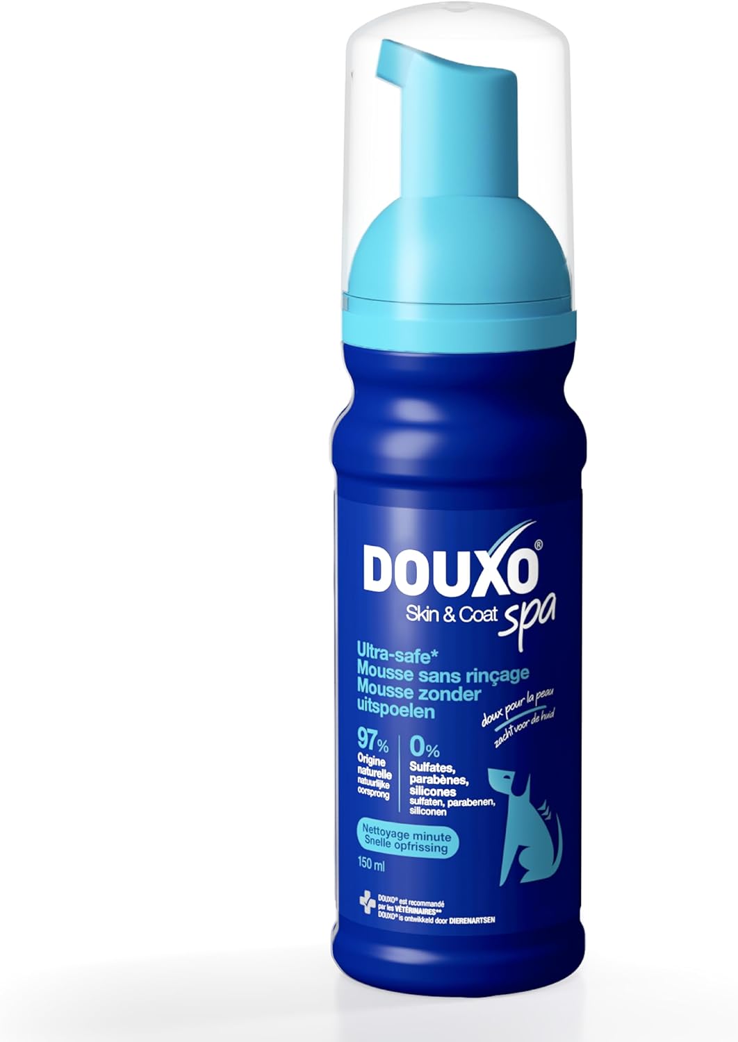 DOUXO Skin & Coat Spa Ultra-Safe Mousse sans rinçage pour Chiens – 150 ML