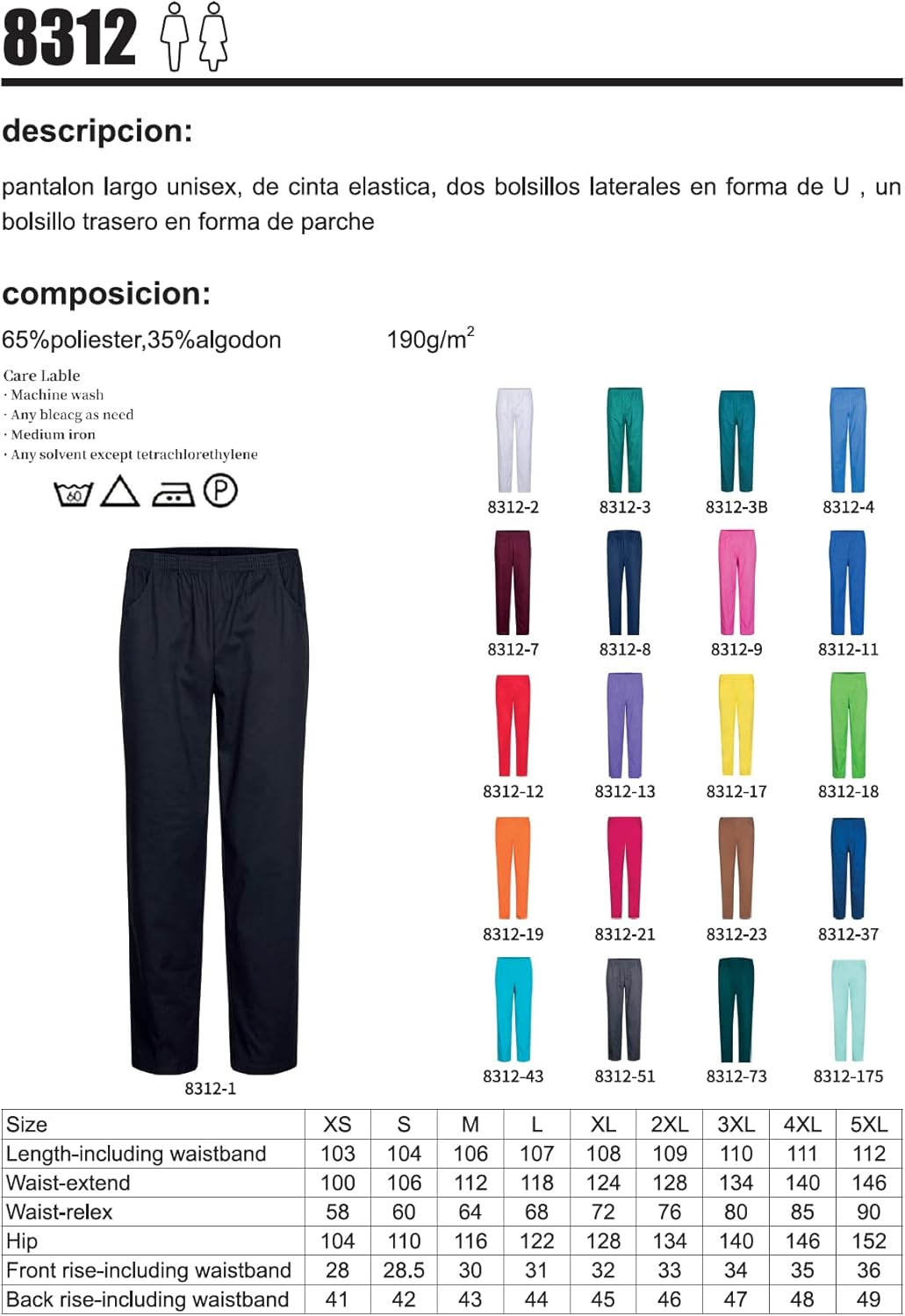 Thumbnail 1 de Misemiya Pantalon Sanitarios Unisex - Pantalon de Travail
