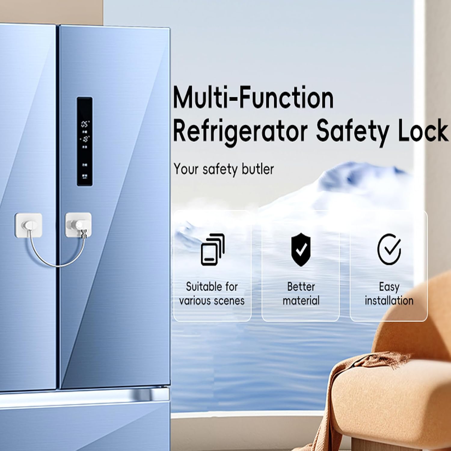 Thumbnail 5 de 2 Pack Fridge Locks with Keys for Child Safety – Self-Adhesive, No Tools