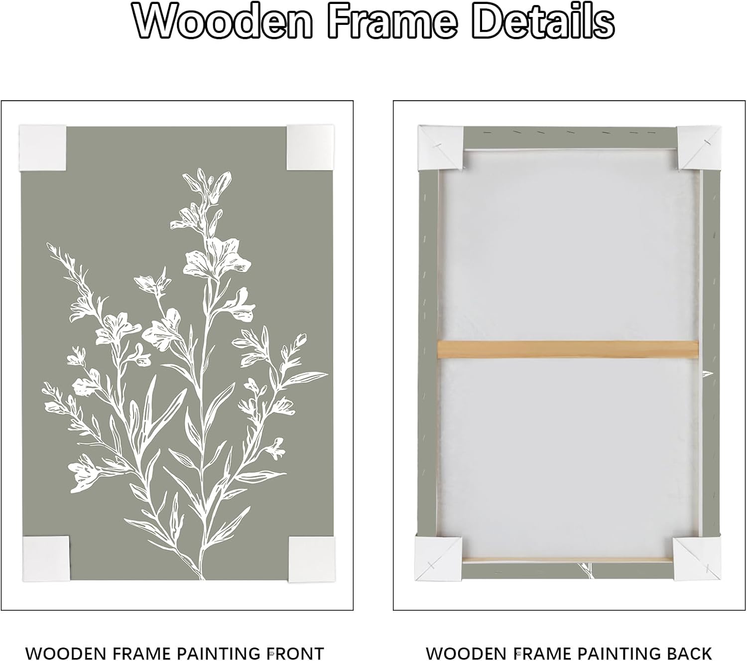 Thumbnail 4 de 4 Pcs Wooden Framed Canvas Wall Art Set – Boho Botanical Floral Prints (30x40 cm each) for Living Room, Bedroom and Hallway
