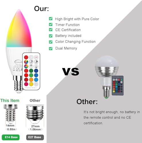 Detalle 2 de Ampoules LED E14 RGB 5 W, lot de 6 ⚡