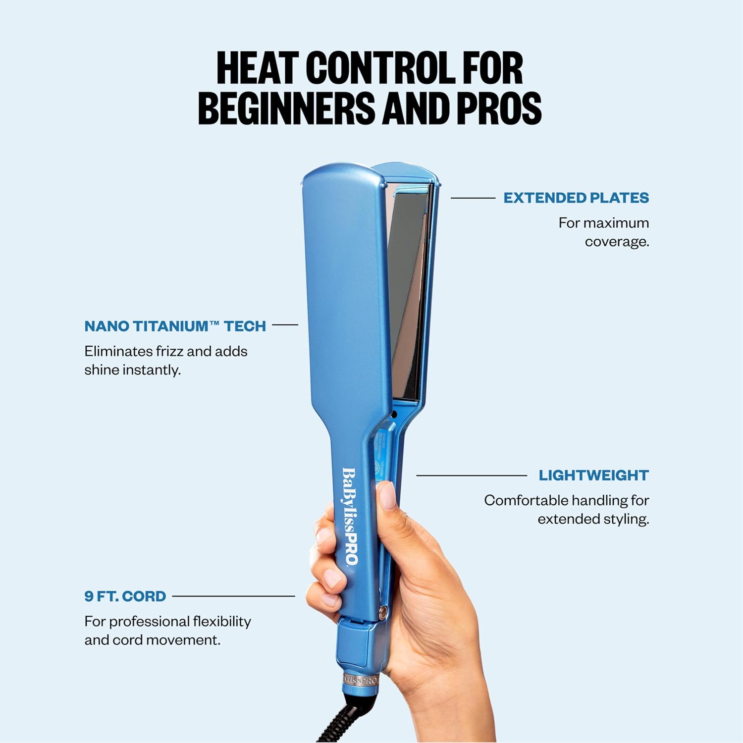 Detalle de BaBylissPRO BNT4074TUC Nano Titanium Hair Straightener, 5-Inch Plates