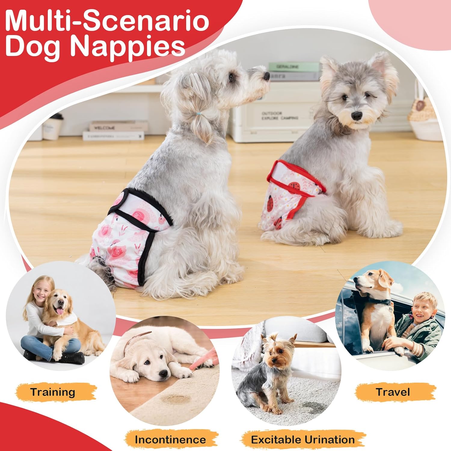 Thumbnail 6 de UFO PET 3-Pack Dog Period & Heat Pants for Season (Incontinence) – Washable Female Puppy Nappies – Large