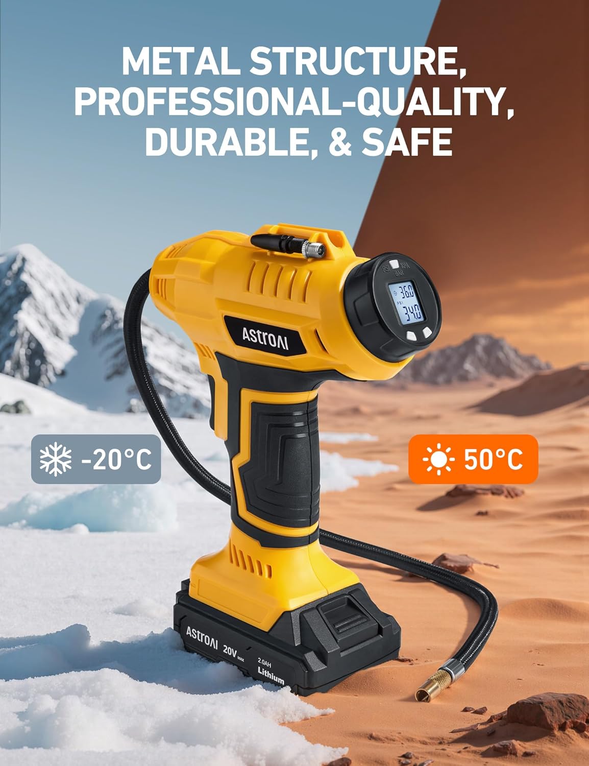 Thumbnail 5 de AstroAI 2‑in‑1 compressore d'aria portatile 160 PSI