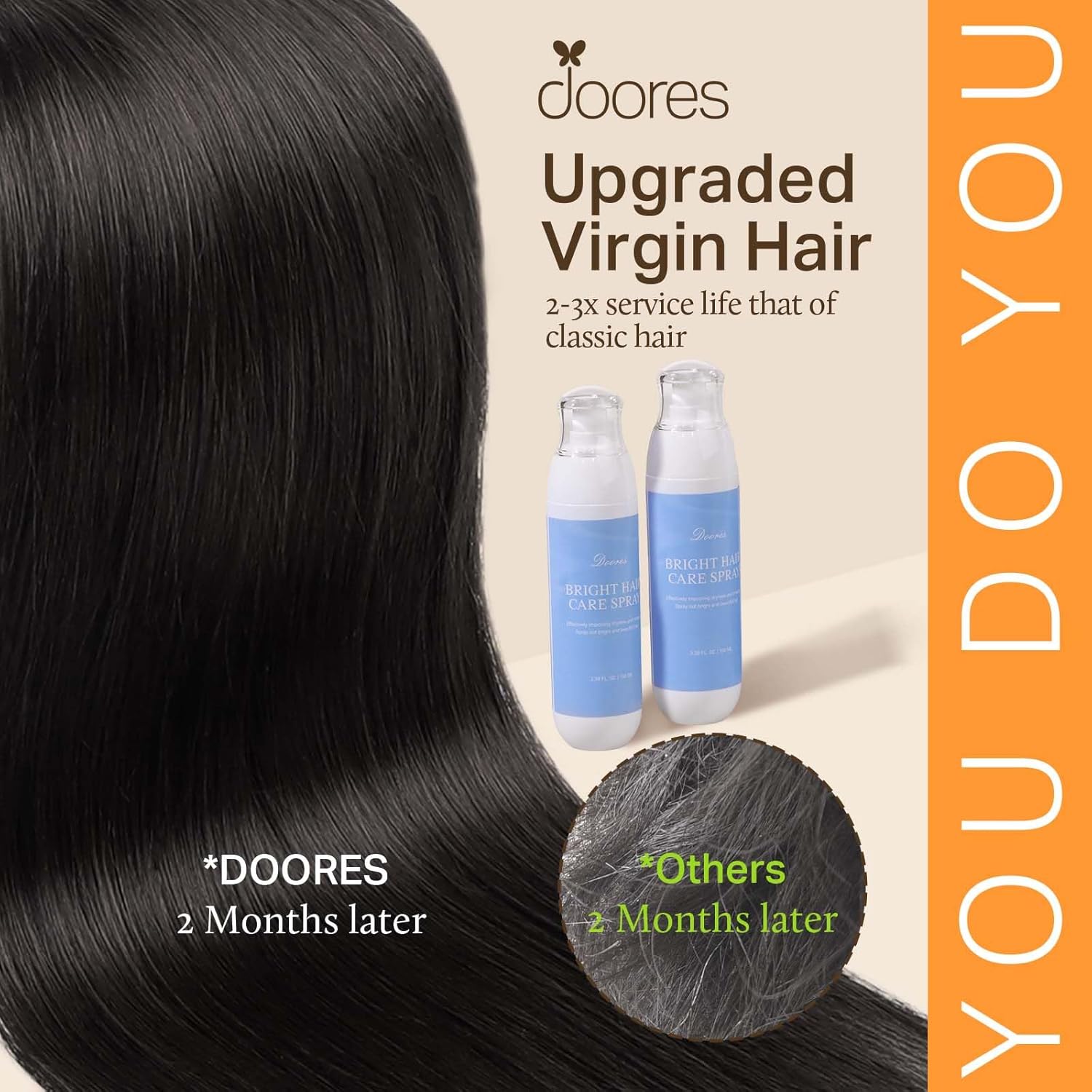 Thumbnail 2 de DOORES Clip in Hair Extensions - Natural Black, 130g, 7pcs, 18 Inch | Remy Seamless Clip-ins with Invisi Edge