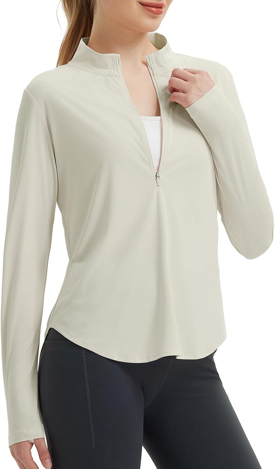 baleaf Women’s Sun Shirts Hiking Shirt (Lightweight Long Sleeve) UPF50+ Half Zip Rash Guard