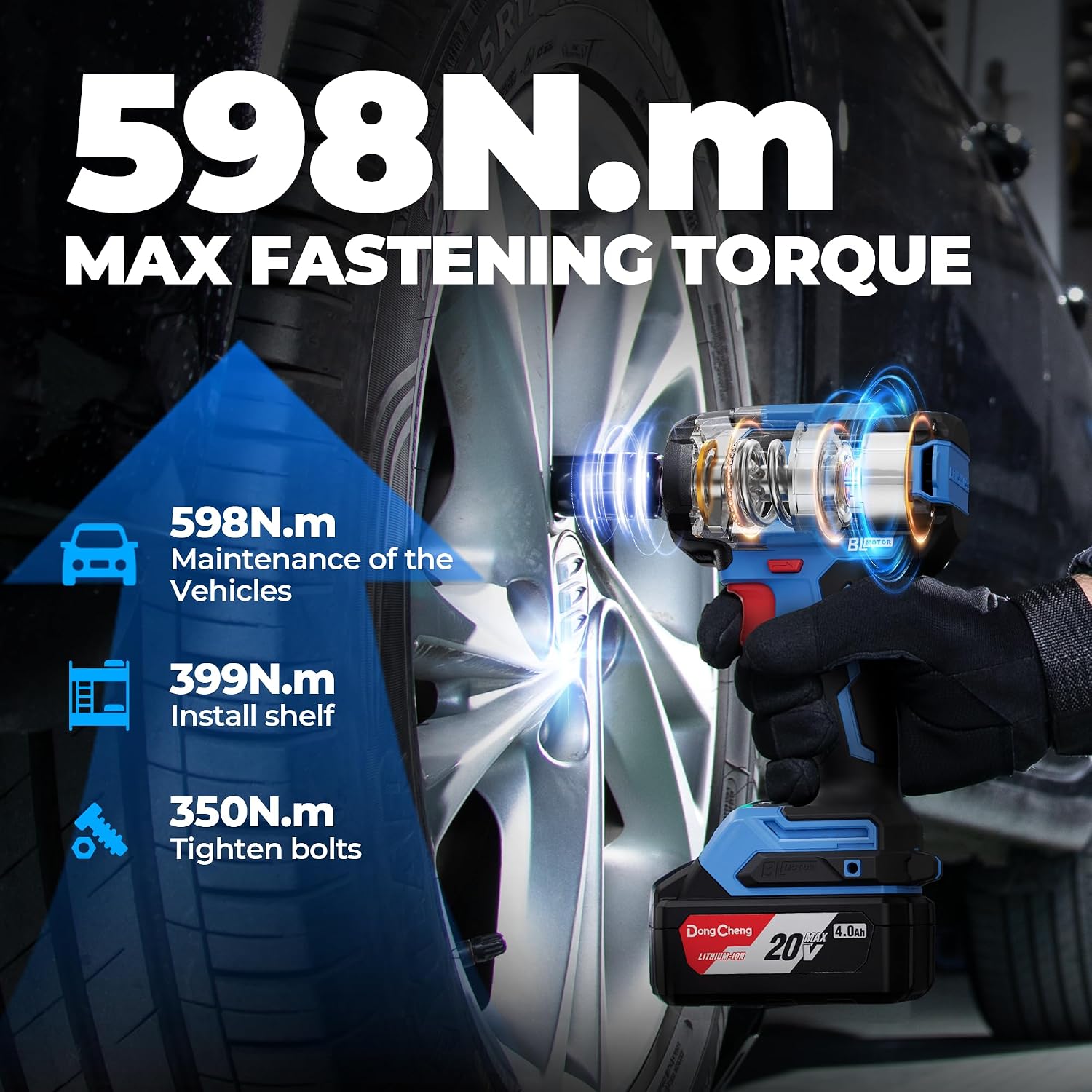 Thumbnail 2 de Dong Cheng 20V Brushless Impact Wrench 800 N.m – 1/2 Inch Cordless Impact Gun