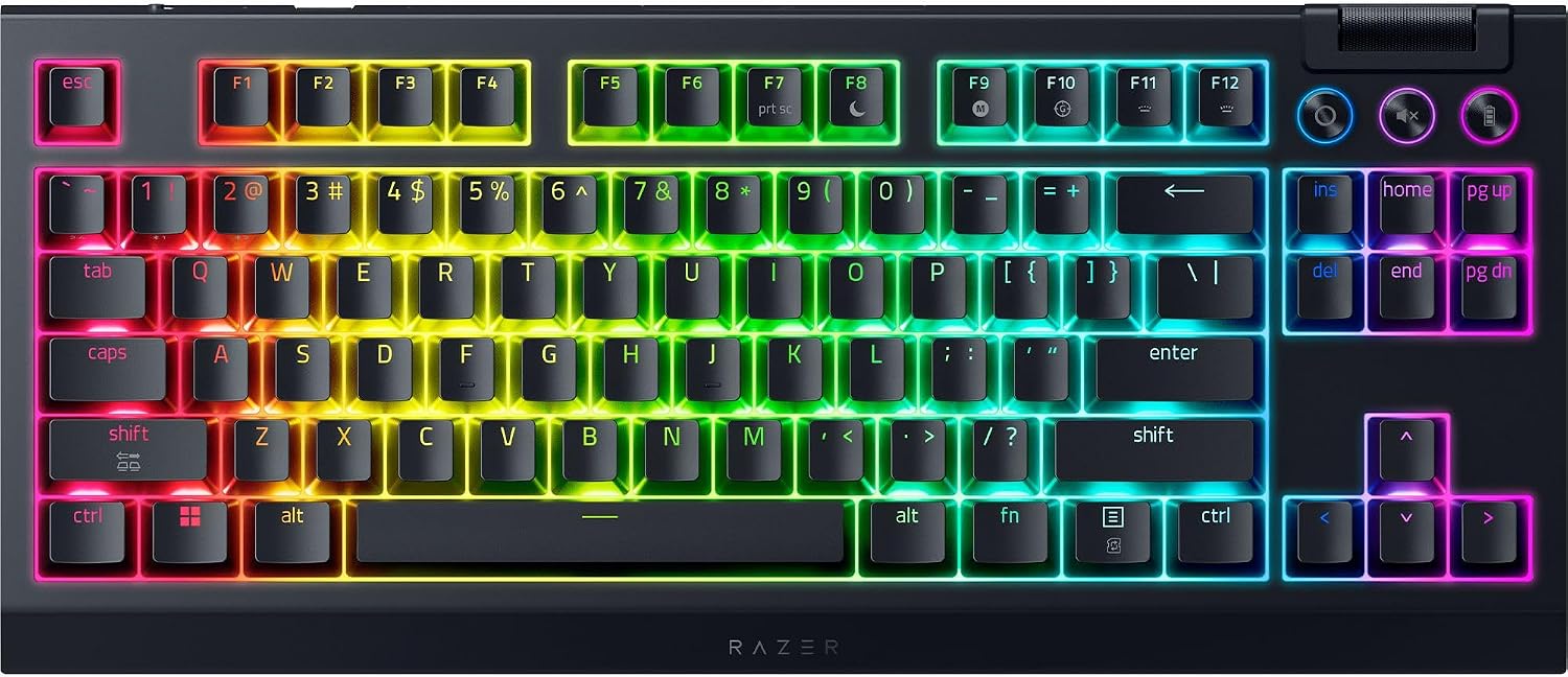 Detalle de Razer BlackWidow V4 Mechanische Gaming-Tastatur – FR-Layout, grüne Schalter, RGB Chroma, 6 Makro-Tasten, ABS-Tasten, Schwarz