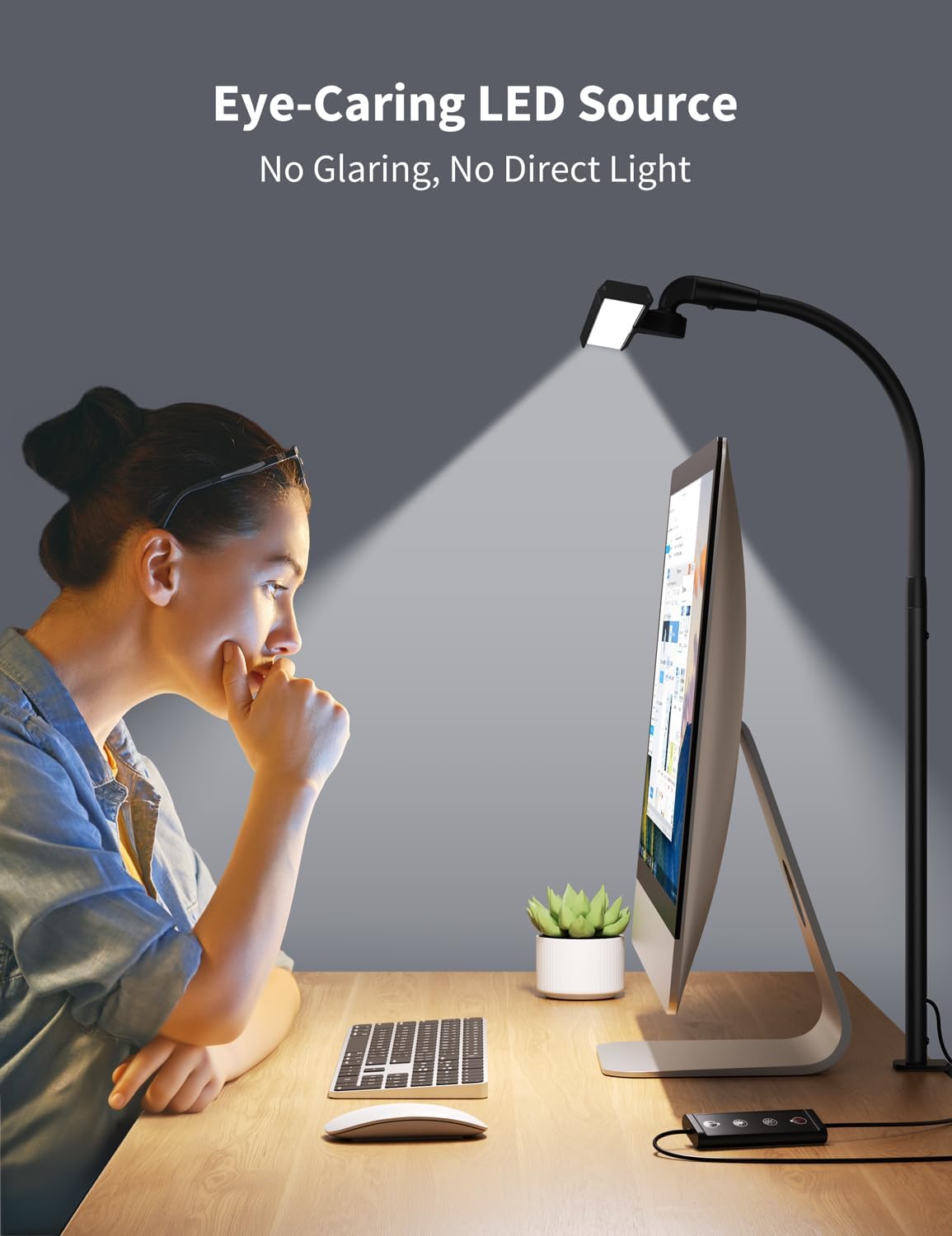 Thumbnail 2 de Kary LED Desk Lamp with Clamp (15.7" wide) – 5 brightness & 5 colour levels with 60-minute timer, black