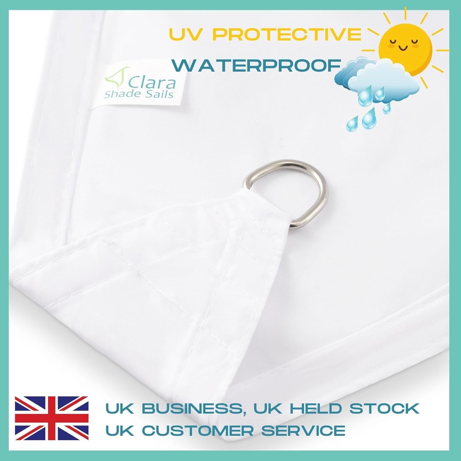 Thumbnail 1 de Clara Shade Sails White Square 3.6m: UV-Guard, Waterproof Outdoor Shade