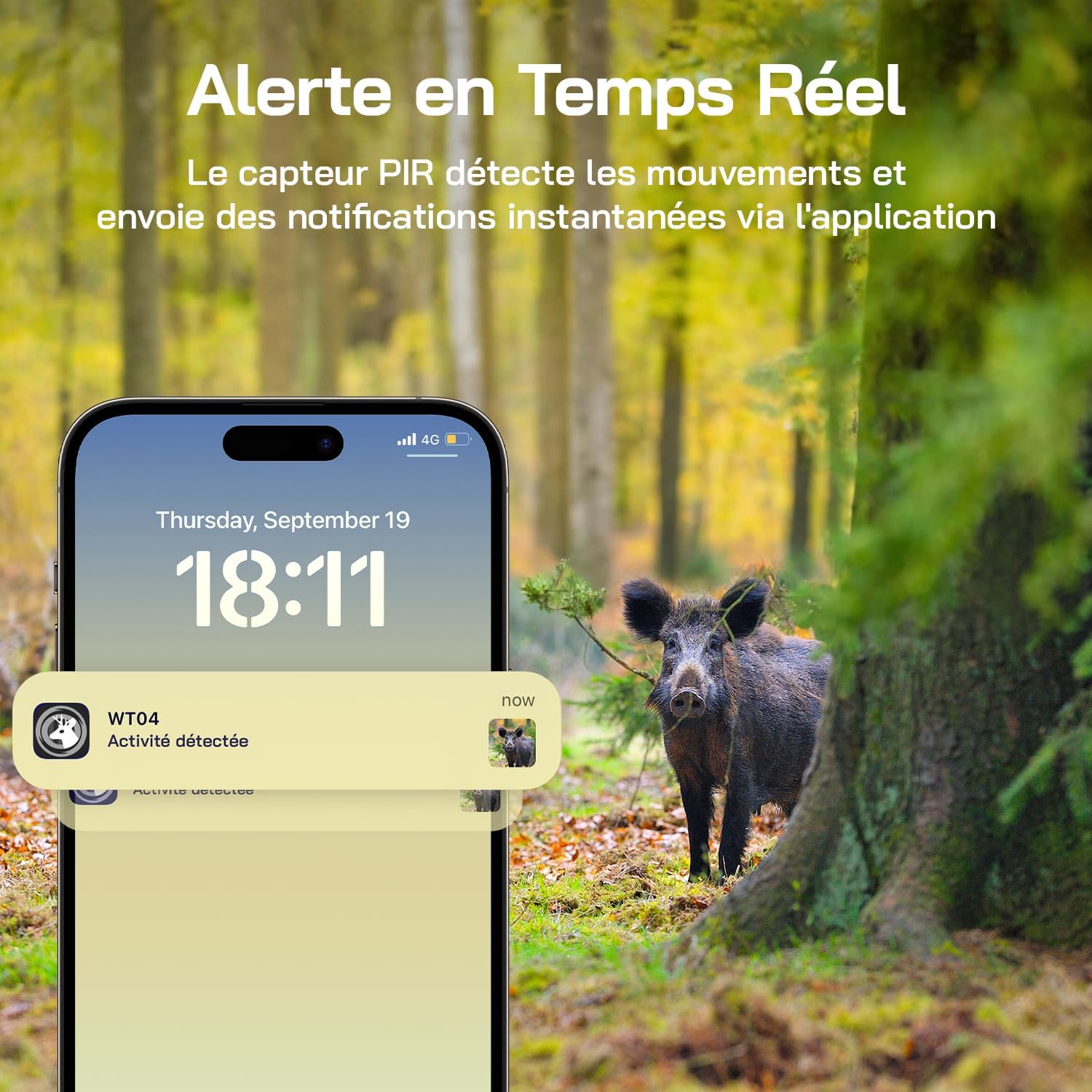 Thumbnail 2 de WOLFANG WT04 4G-wildcamera op zonne-energie, met 2,5K-livebeeld en IP66