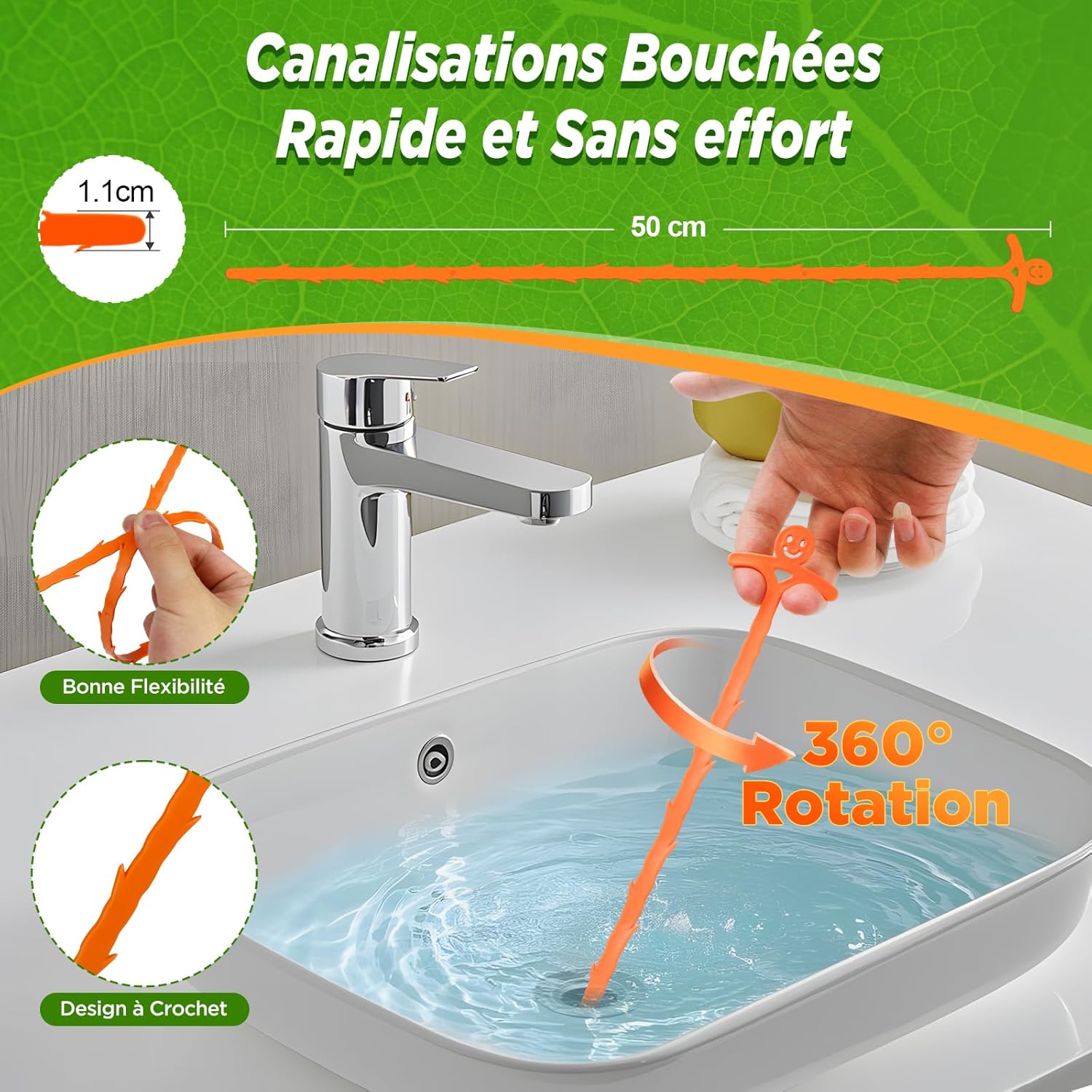 Detalle de Forlivese Furet Déboucheur Canalisation – Lot de 5, 53 cm