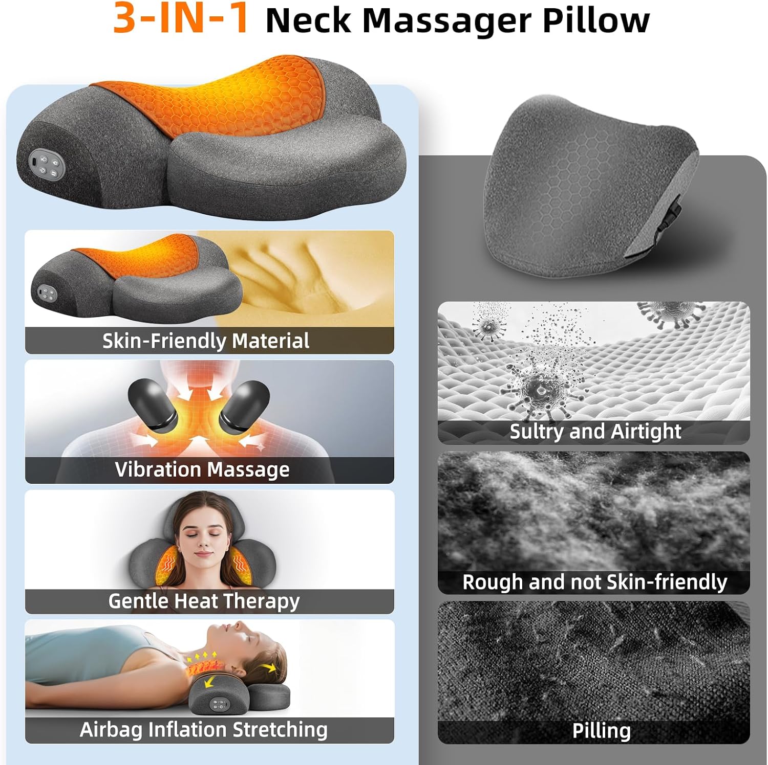 Thumbnail 6 de Upalled Cordless Heated Neck Massager Pillow with Massage and Stretching