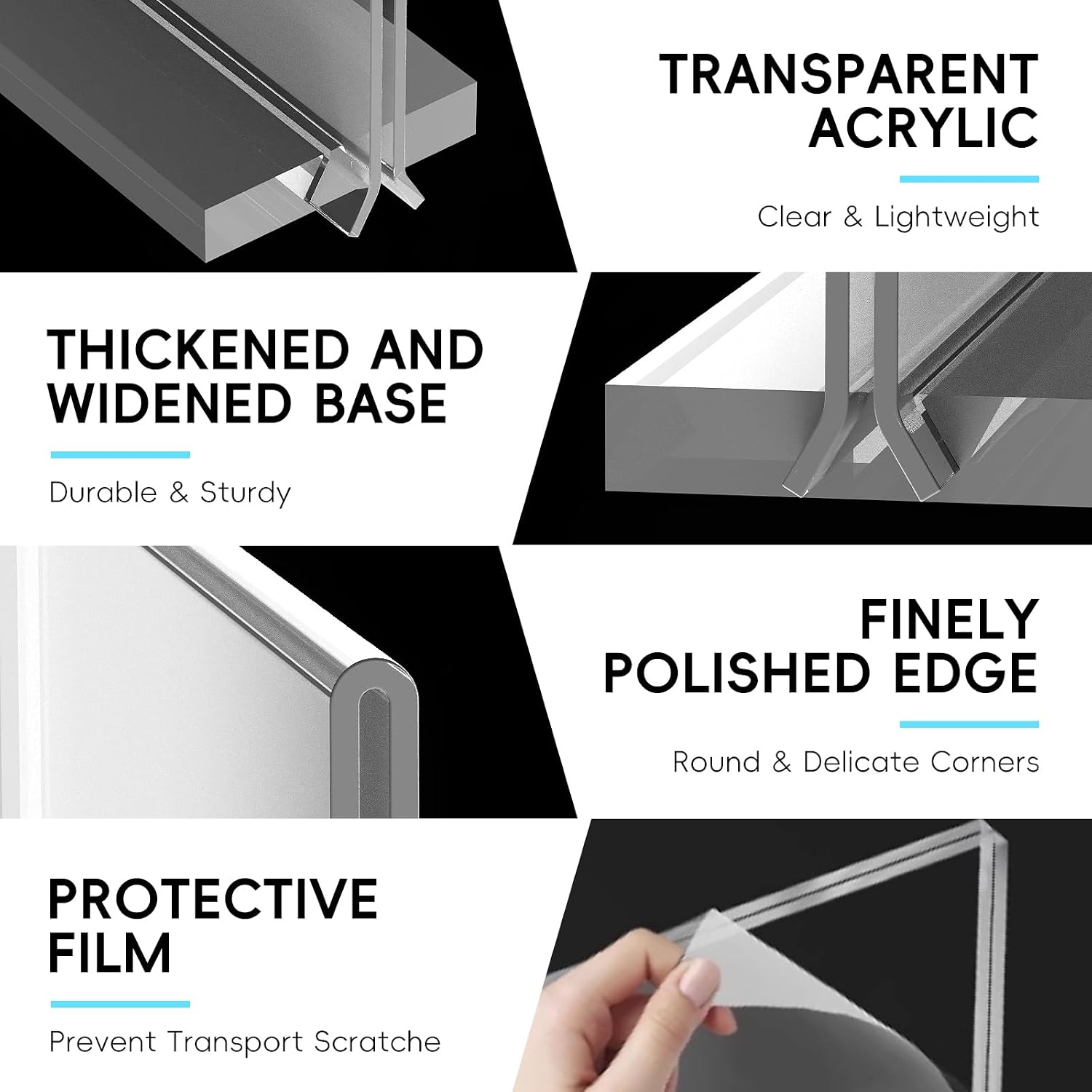 Detalle de RITOLLO 3 Pack A4 Acrylic Sign Holder, Double Sided T-Shape Countertop Display (Clear Perspex)