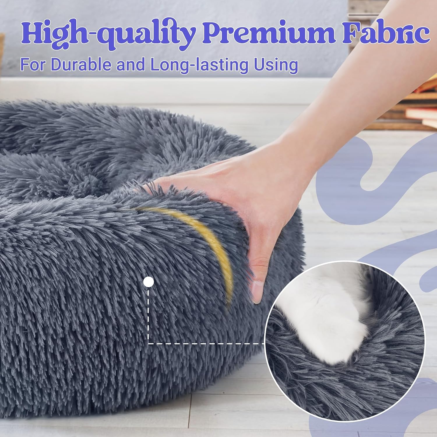 Detalle 2 de rabbitgoo Donut Cat Bed, 20-inch