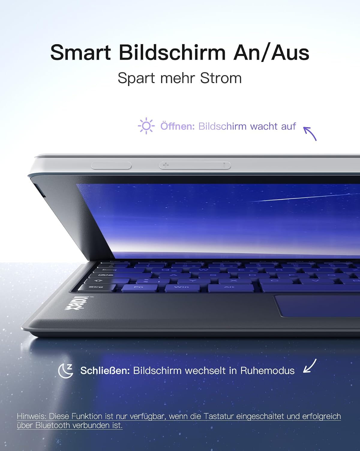Thumbnail 6 de Inateck KB02027 Surface Pro 7 Tastatur (QWERTZ) mit Trackpad-Kompatibilität, Bluetooth 5.3 und 7-farbiger Hintergrundbeleuchtung